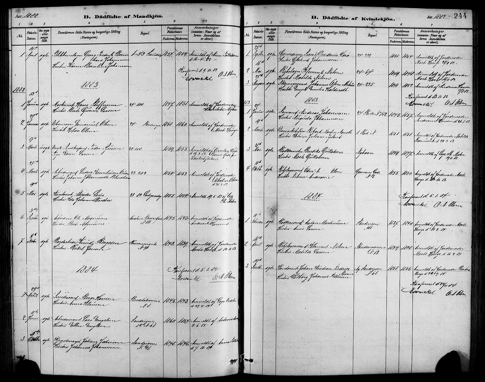 Sandviken Sokneprestembete, AV/SAB-A-77601/H/Hb/L0001: Parish register (copy) no. A 2, 1879-1892, p. 244