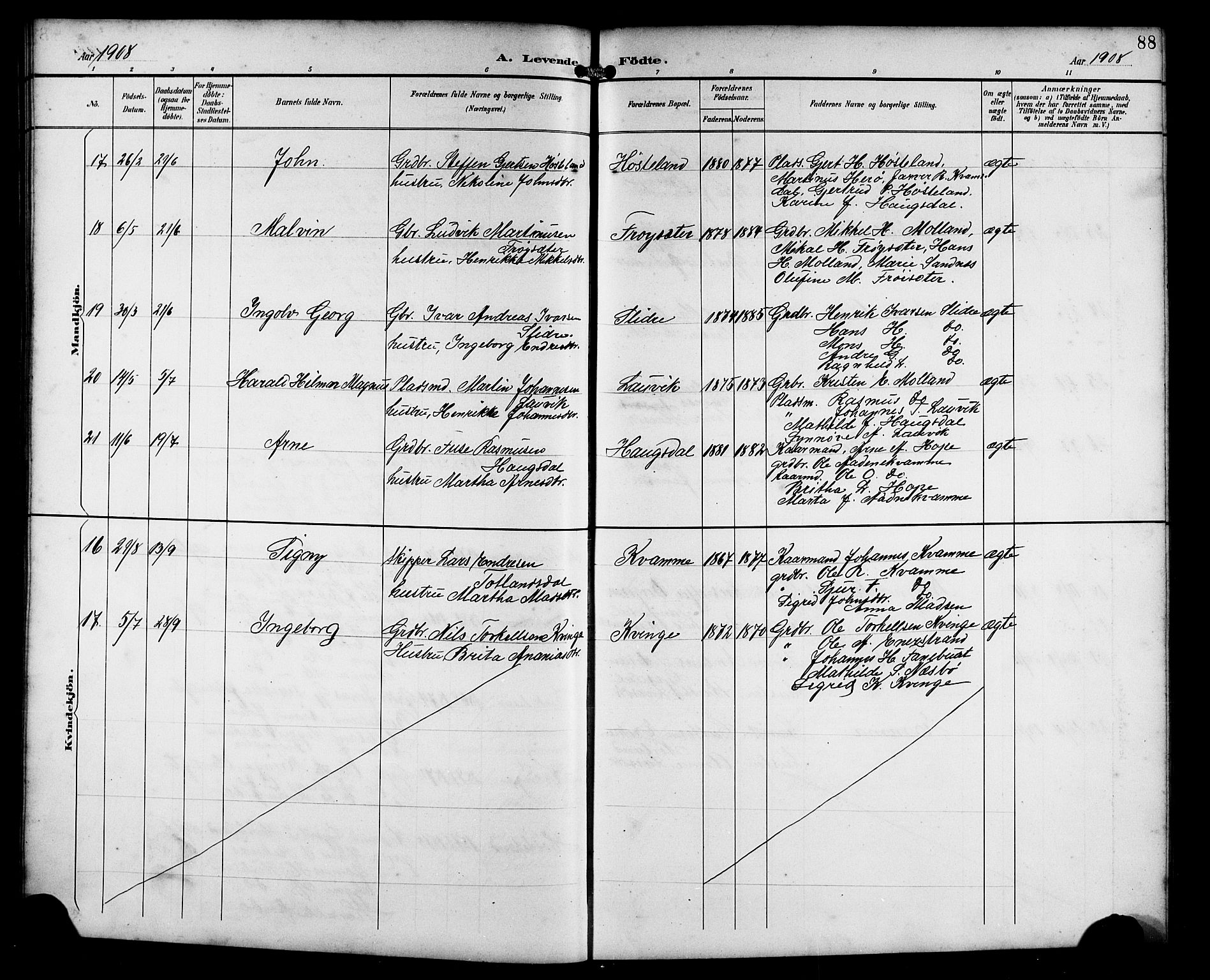 Masfjorden Sokneprestembete, AV/SAB-A-77001: Parish register (copy) no. B 1, 1892-1913, p. 88