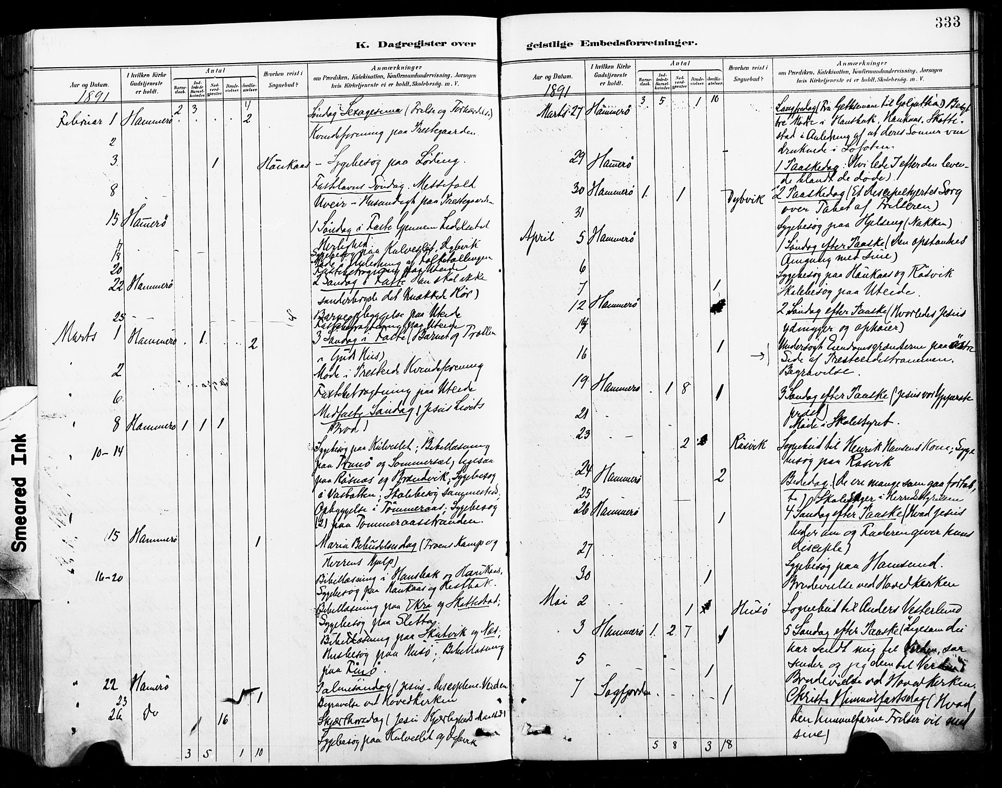 Ministerialprotokoller, klokkerbøker og fødselsregistre - Nordland, AV/SAT-A-1459/859/L0847: Parish register (official) no. 859A07, 1890-1899, p. 333