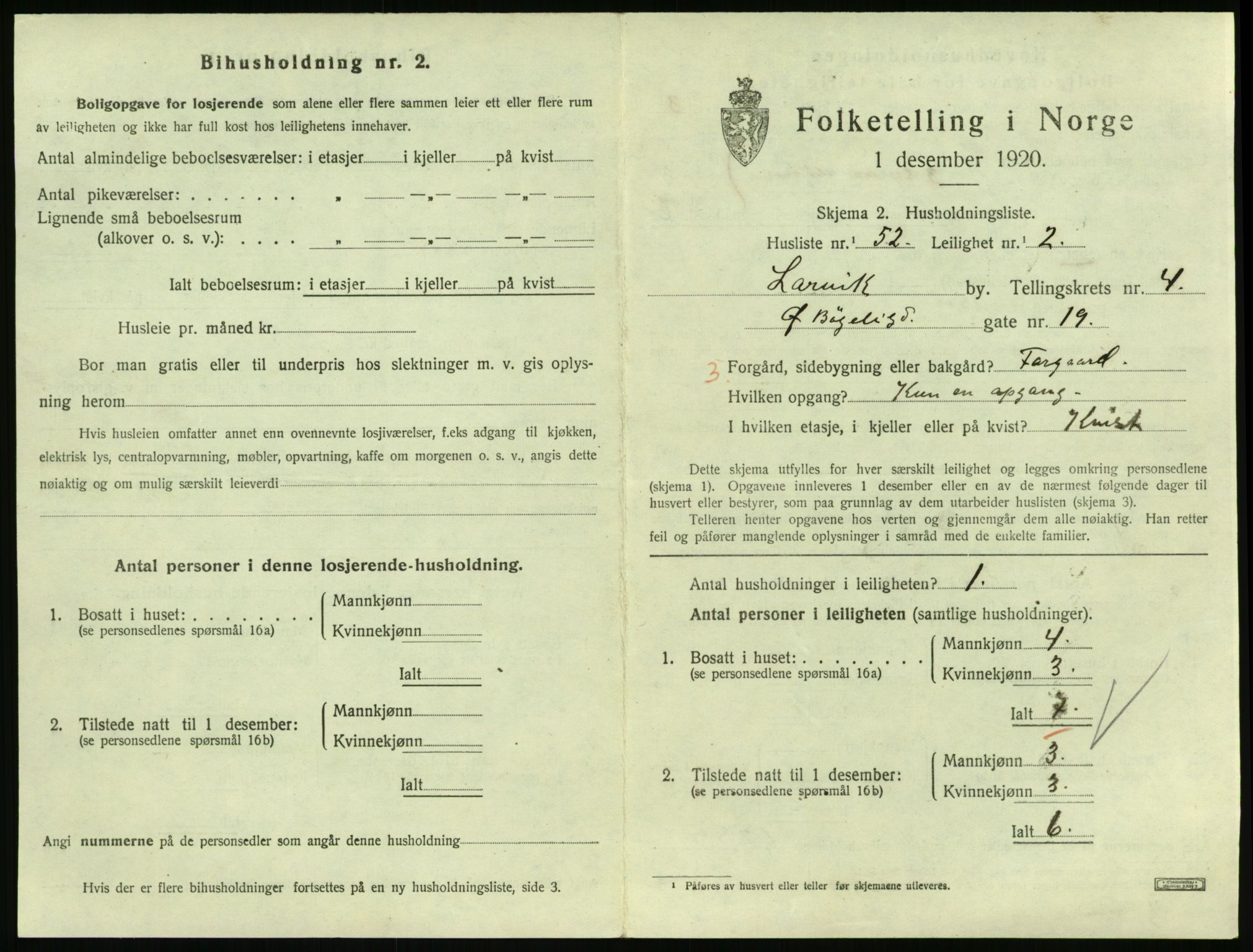 SAKO, 1920 census for Larvik, 1920, p. 4404