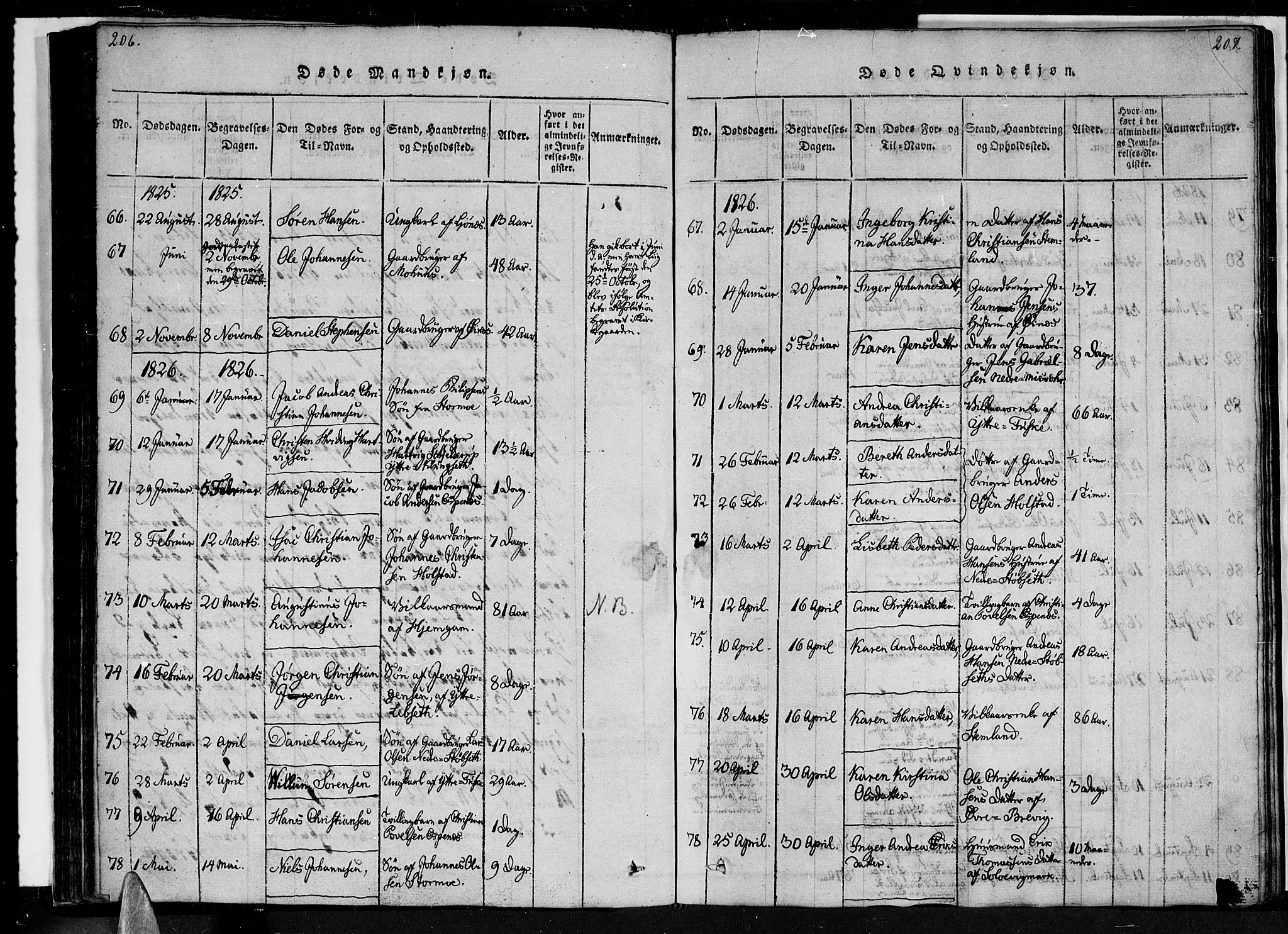 Ministerialprotokoller, klokkerbøker og fødselsregistre - Nordland, SAT/A-1459/852/L0736: Parish register (official) no. 852A06, 1820-1833, p. 206-207