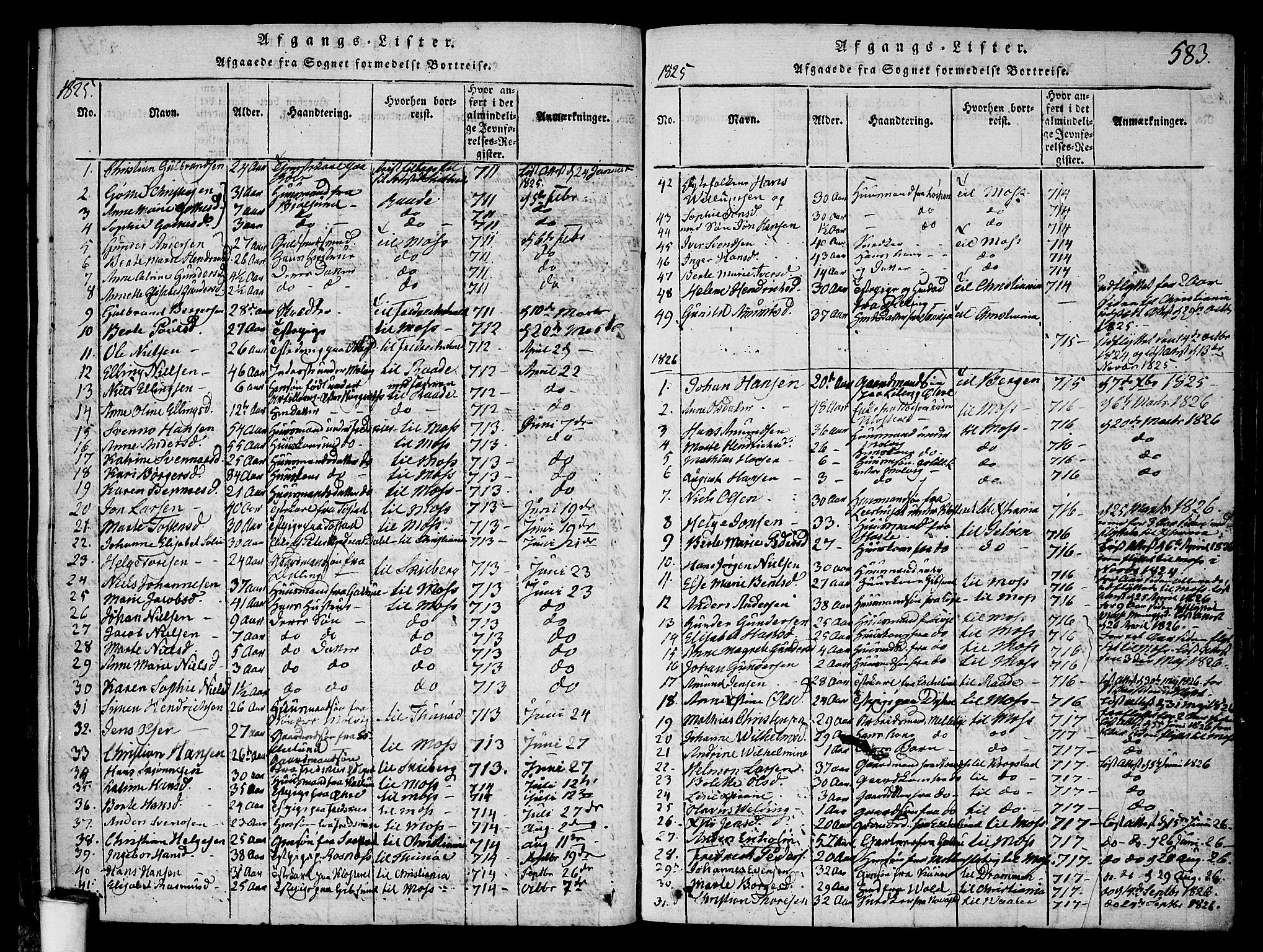 Rygge prestekontor Kirkebøker, SAO/A-10084b/F/Fa/L0003: Parish register (official) no. 3, 1814-1836, p. 582-583