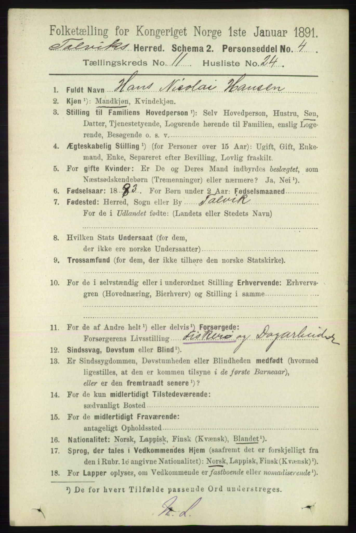 RA, 1891 census for 2013 Talvik, 1891, p. 2876