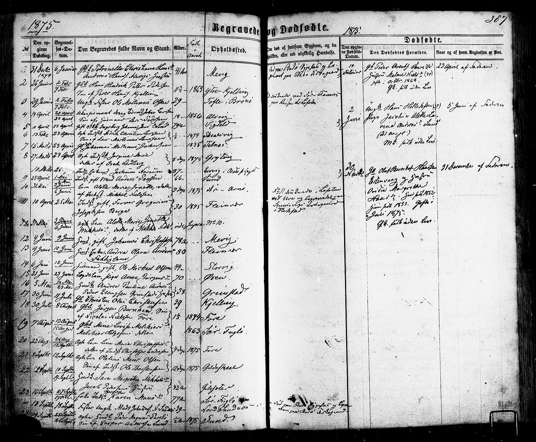 Ministerialprotokoller, klokkerbøker og fødselsregistre - Nordland, AV/SAT-A-1459/805/L0098: Parish register (official) no. 805A05, 1862-1879, p. 387