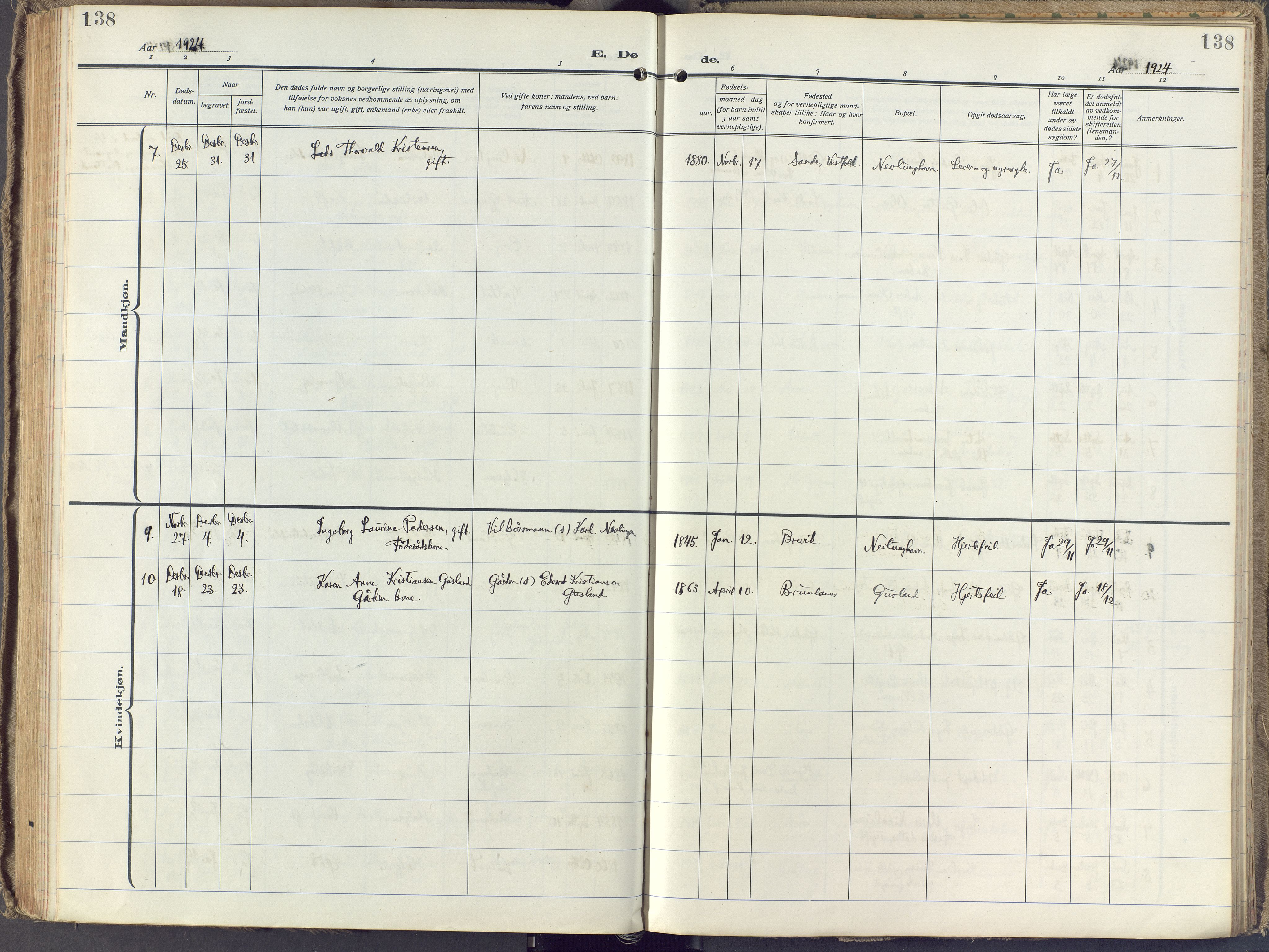 Brunlanes kirkebøker, SAKO/A-342/F/Fb/L0004: Parish register (official) no. II 4, 1923-1940, p. 138