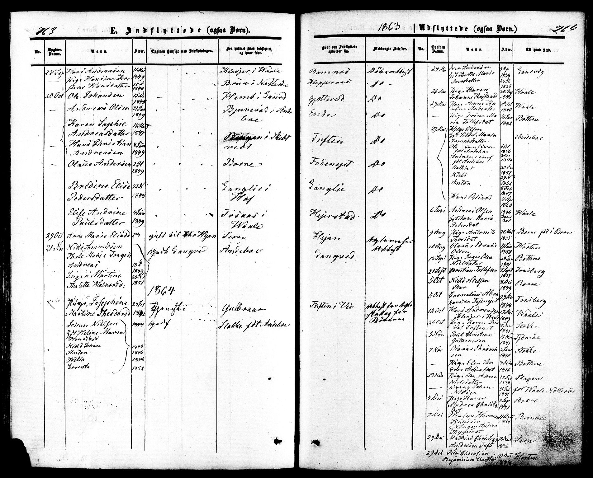 Ramnes kirkebøker, SAKO/A-314/F/Fa/L0006: Parish register (official) no. I 6, 1862-1877, p. 763-764