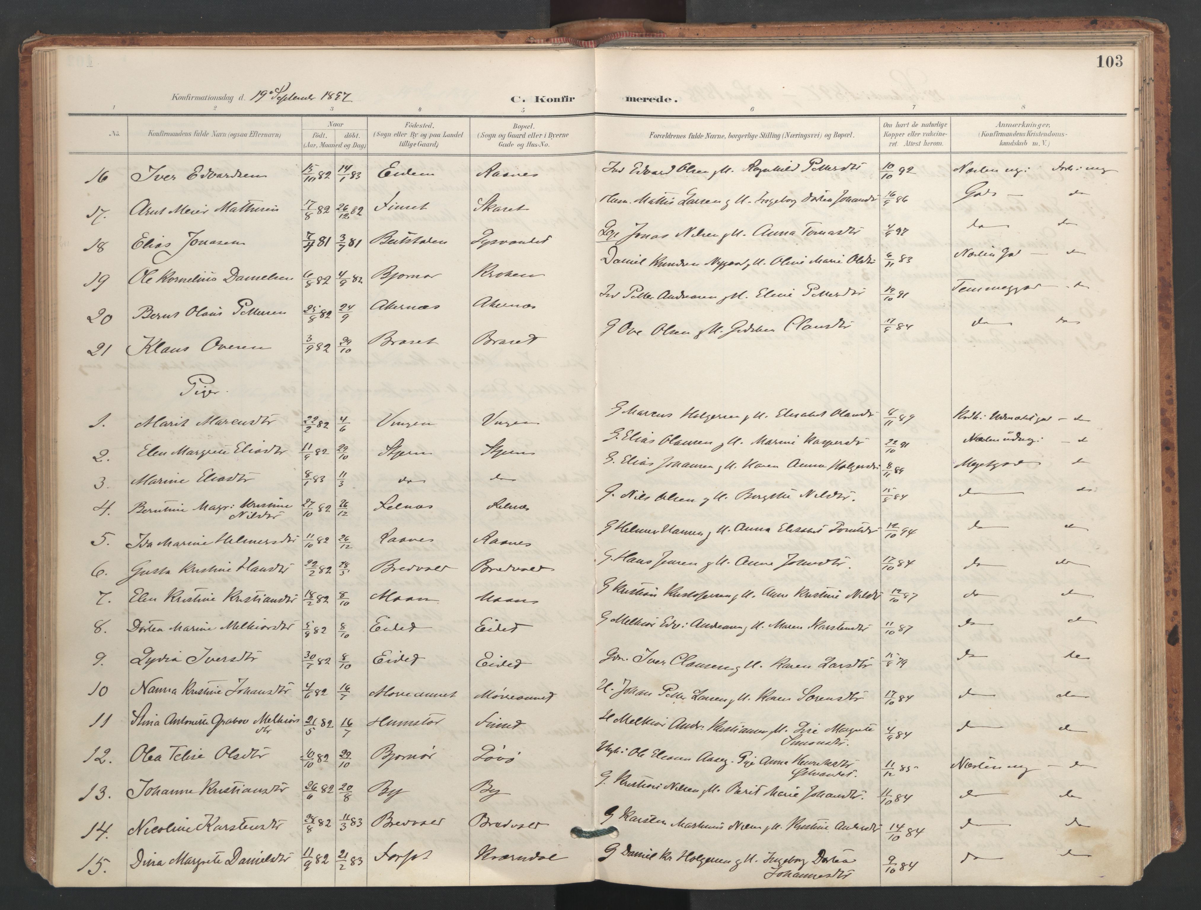 Ministerialprotokoller, klokkerbøker og fødselsregistre - Sør-Trøndelag, SAT/A-1456/655/L0681: Parish register (official) no. 655A10, 1895-1907, p. 103