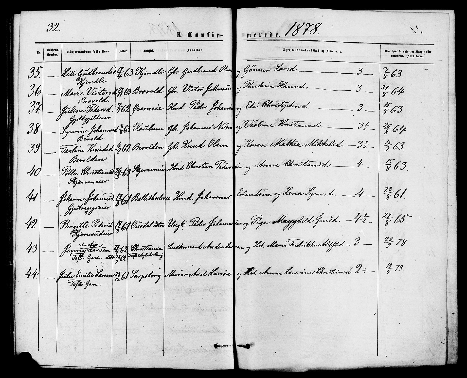 Nes prestekontor, Hedmark, AV/SAH-PREST-020/K/Ka/L0006: Parish register (official) no. 6, 1873-1886, p. 32