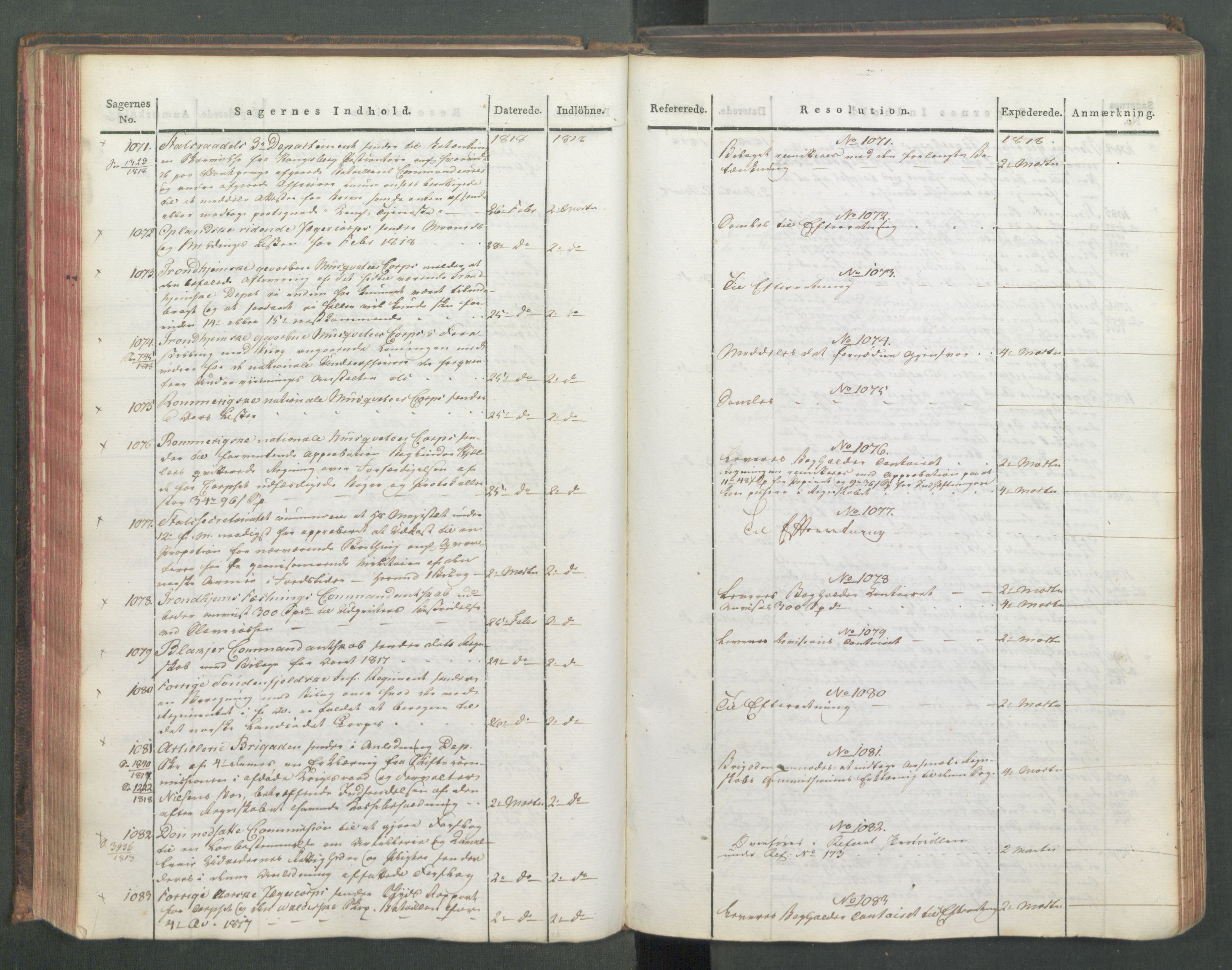 Armédepartementet, RA/RAFA-3493/C/Ca/L0015: 6. Departements Journal, 1818