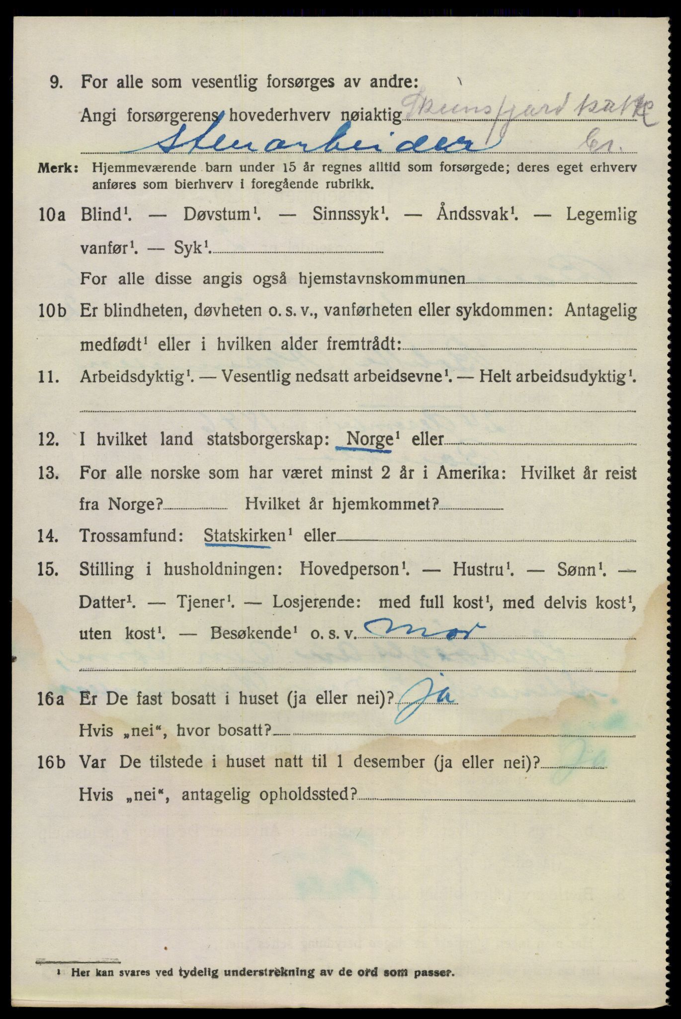 SAKO, 1920 census for Bamble, 1920, p. 6908