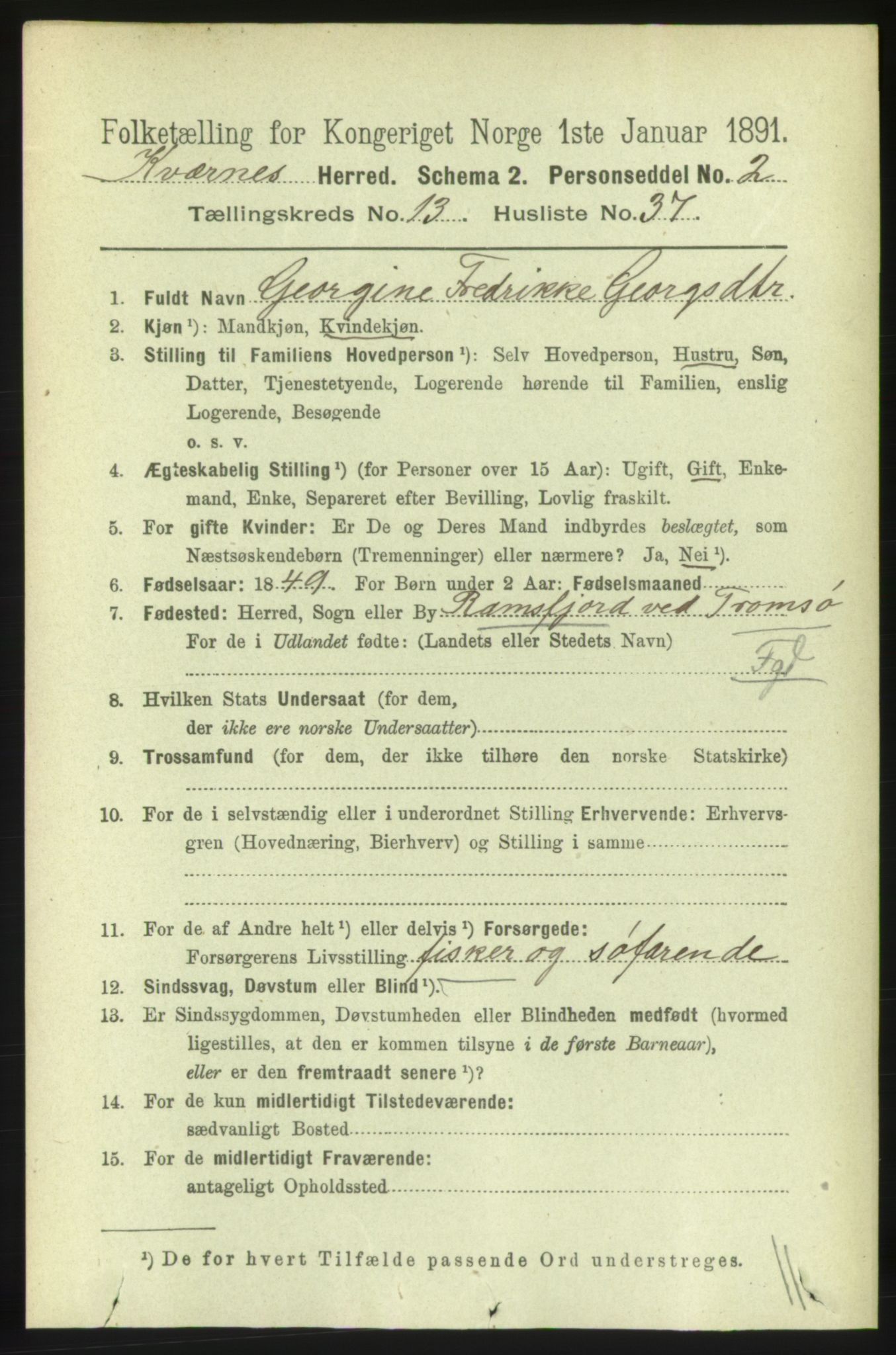 RA, 1891 census for 1553 Kvernes, 1891, p. 5679