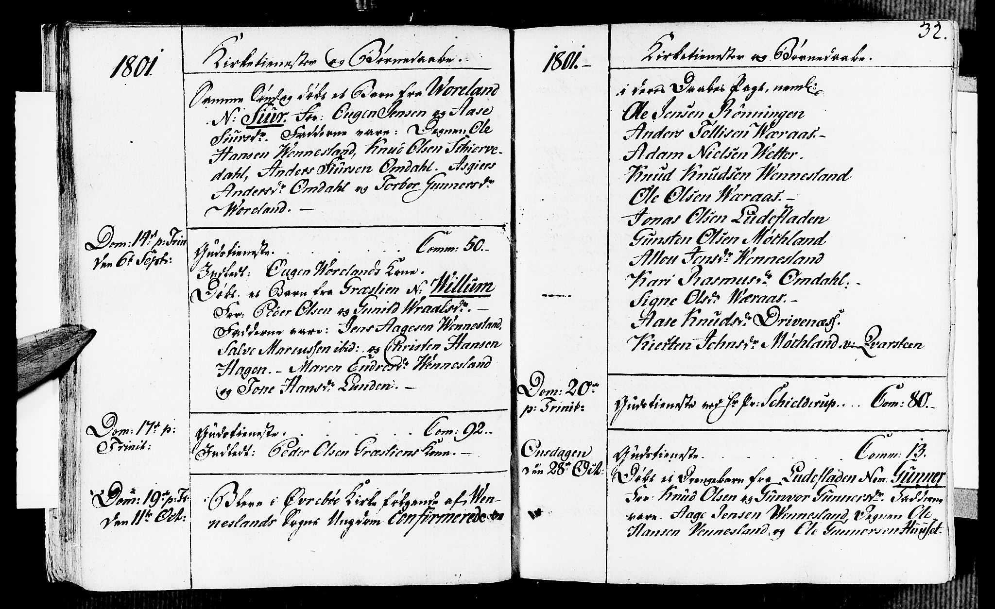 Vennesla sokneprestkontor, AV/SAK-1111-0045/Fa/Fab/L0002: Parish register (official) no. A 2, 1794-1834, p. 32