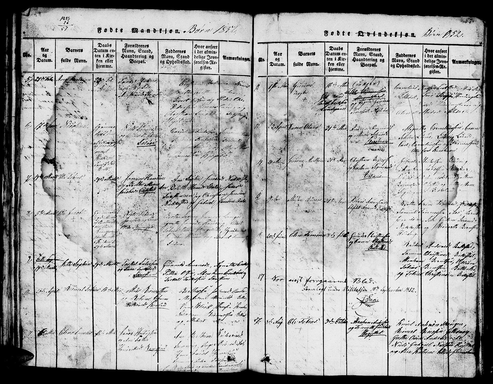 Lyngdal sokneprestkontor, AV/SAK-1111-0029/F/Fb/Fba/L0001: Parish register (copy) no. B 1, 1816-1876, p. 87