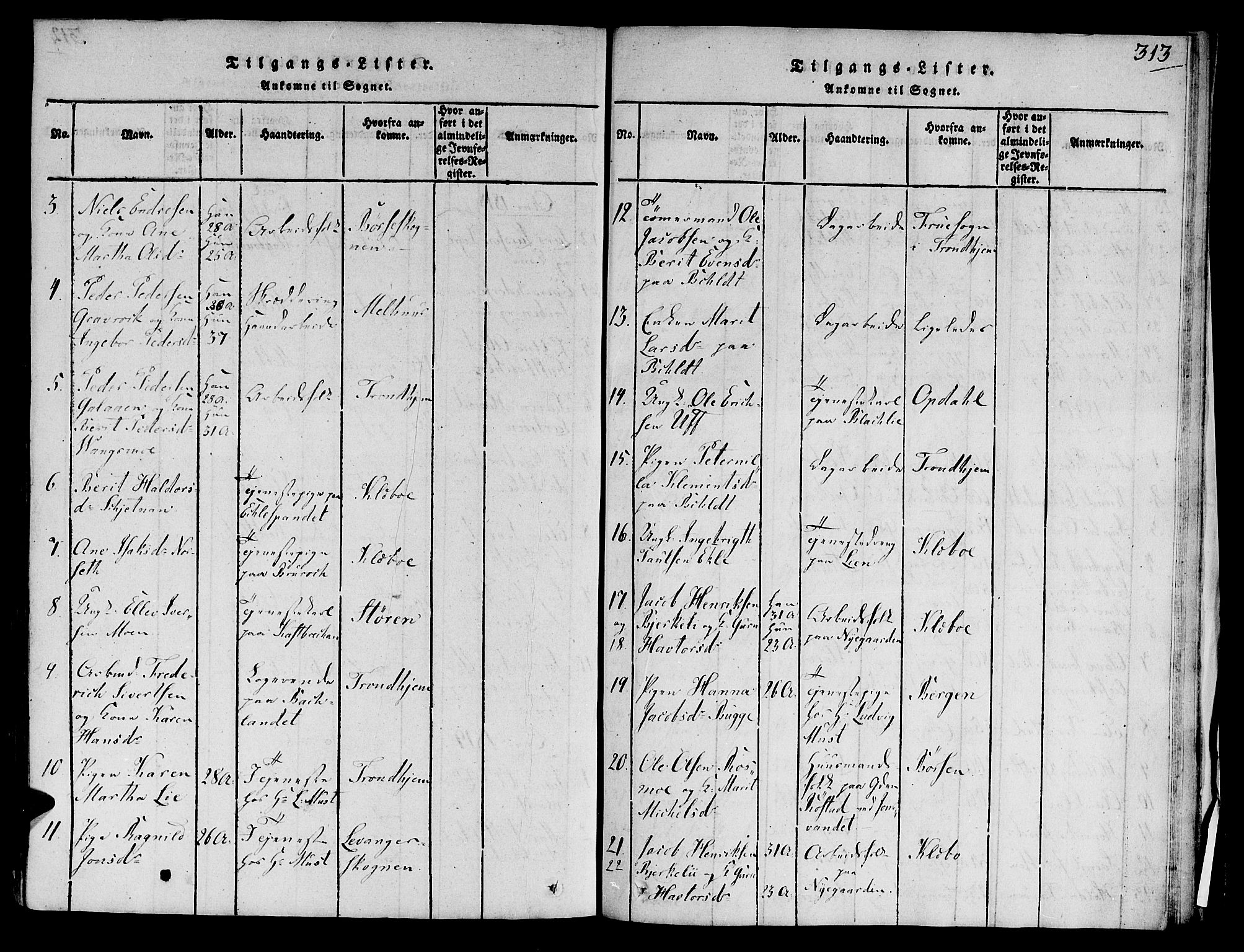 Ministerialprotokoller, klokkerbøker og fødselsregistre - Sør-Trøndelag, SAT/A-1456/606/L0283: Parish register (official) no. 606A03 /1, 1818-1823, p. 313