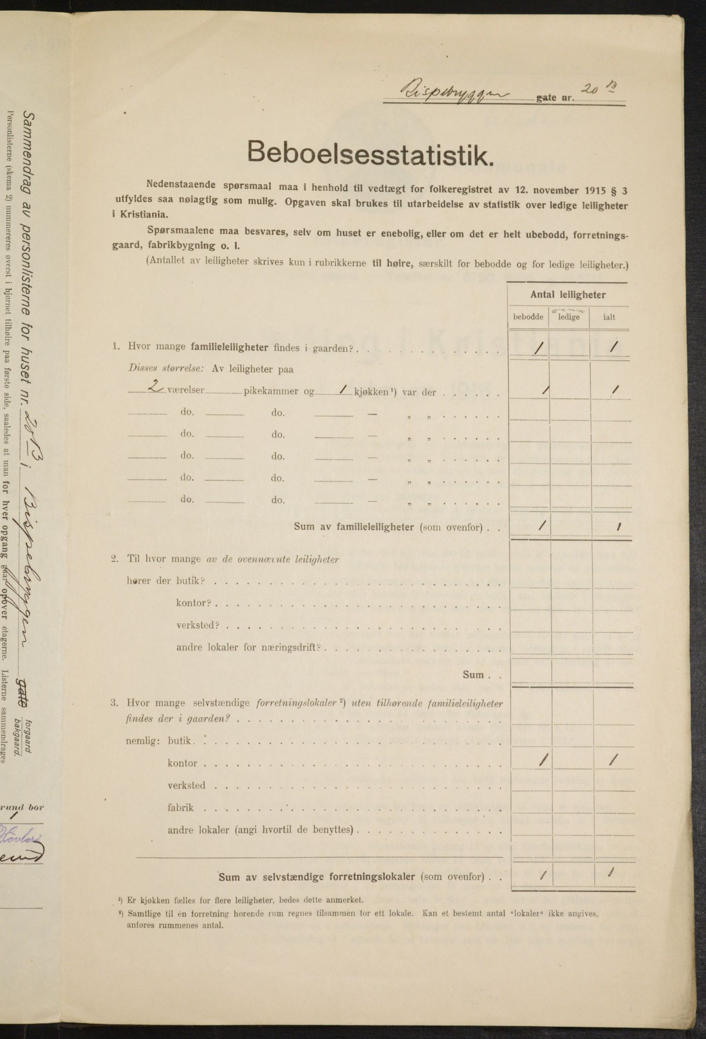 OBA, Municipal Census 1916 for Kristiania, 1916, p. 5409