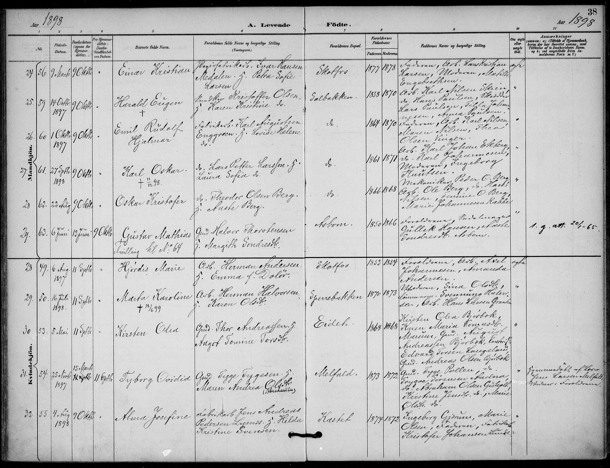 Solum kirkebøker, SAKO/A-306/F/Fb/L0002: Parish register (official) no. II 2, 1893-1901, p. 38