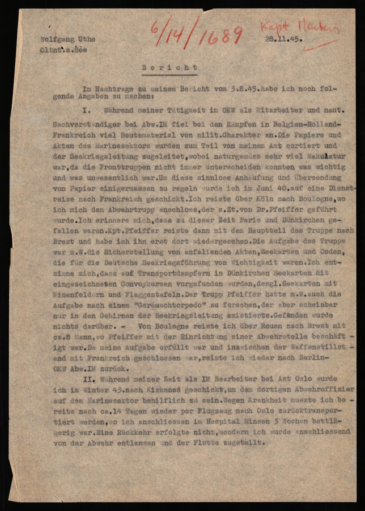 Forsvaret, Forsvarets overkommando II, AV/RA-RAFA-3915/D/Db/L0034: CI Questionaires. Tyske okkupasjonsstyrker i Norge. Tyskere., 1945-1946, p. 233