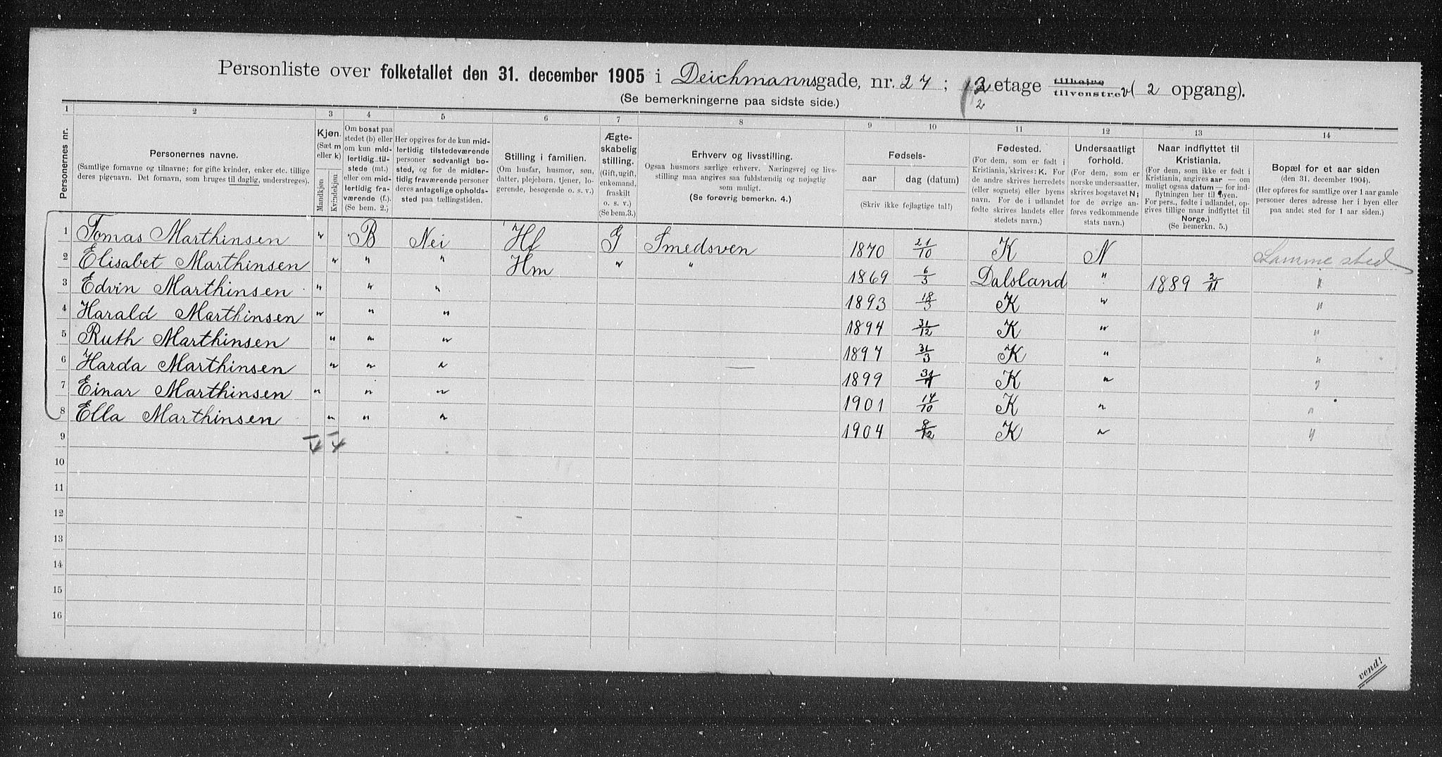 OBA, Municipal Census 1905 for Kristiania, 1905, p. 8204