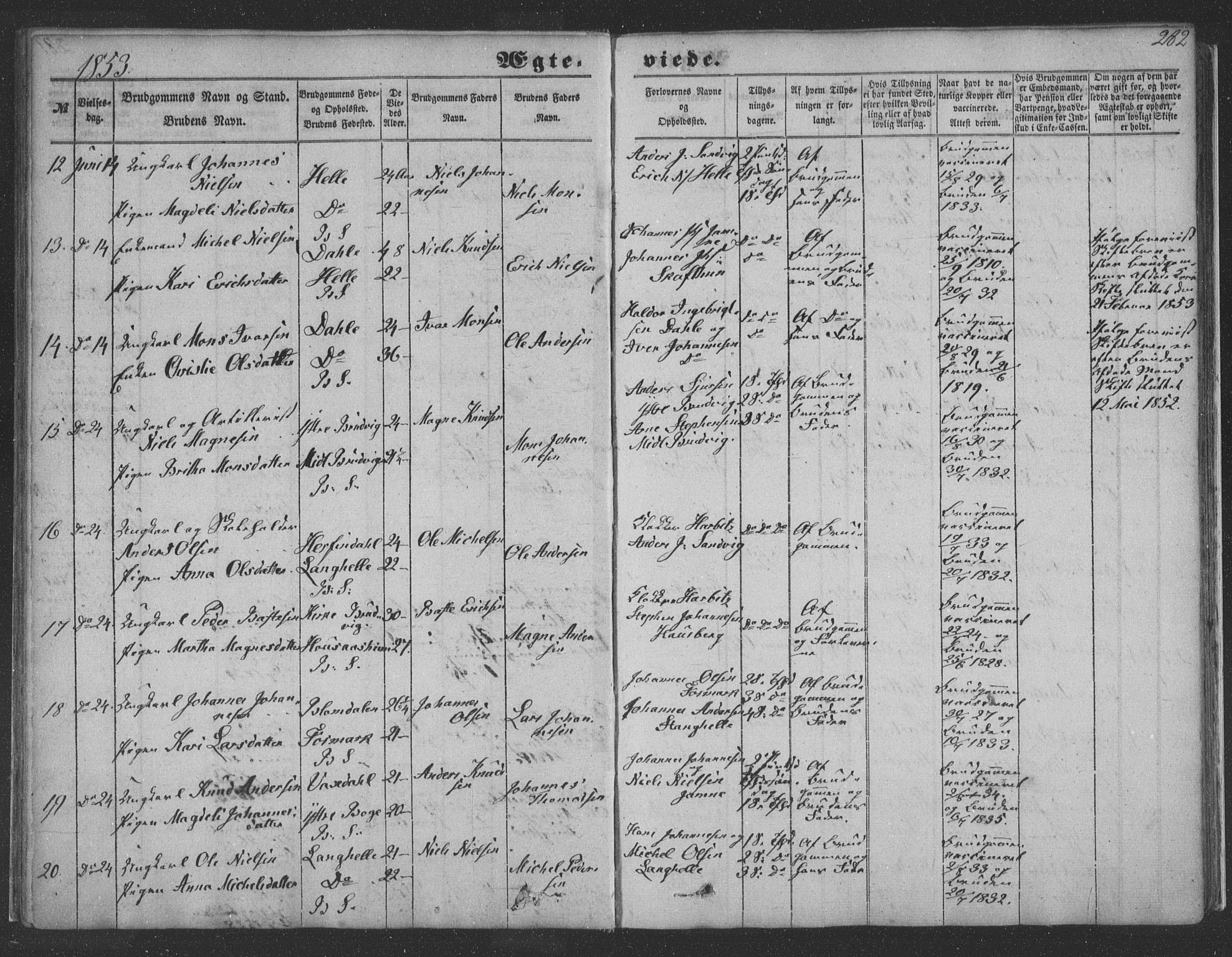 Haus sokneprestembete, AV/SAB-A-75601/H/Haa: Parish register (official) no. A 16 II, 1848-1857, p. 282