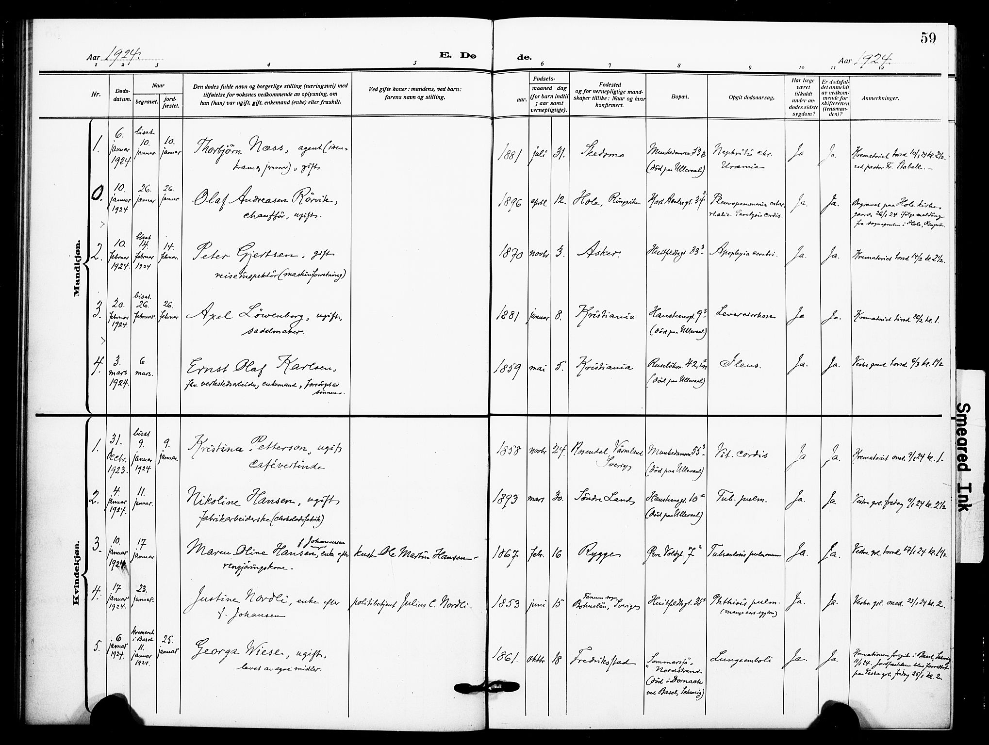 Johannes prestekontor Kirkebøker, SAO/A-10852/F/Fa/L0012: Parish register (official) no. 12, 1918-1930, p. 59