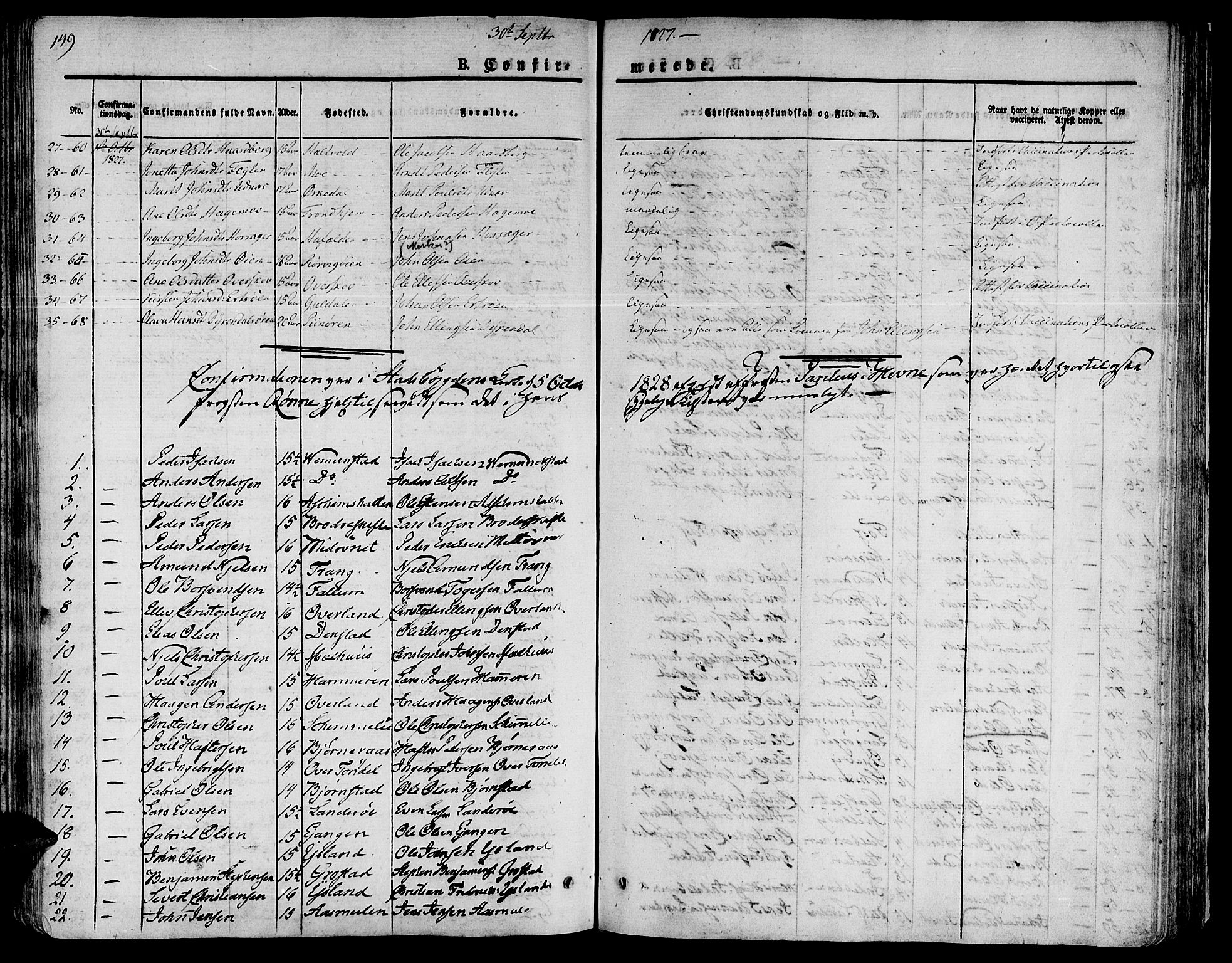 Ministerialprotokoller, klokkerbøker og fødselsregistre - Sør-Trøndelag, SAT/A-1456/646/L0609: Parish register (official) no. 646A07, 1826-1838, p. 149