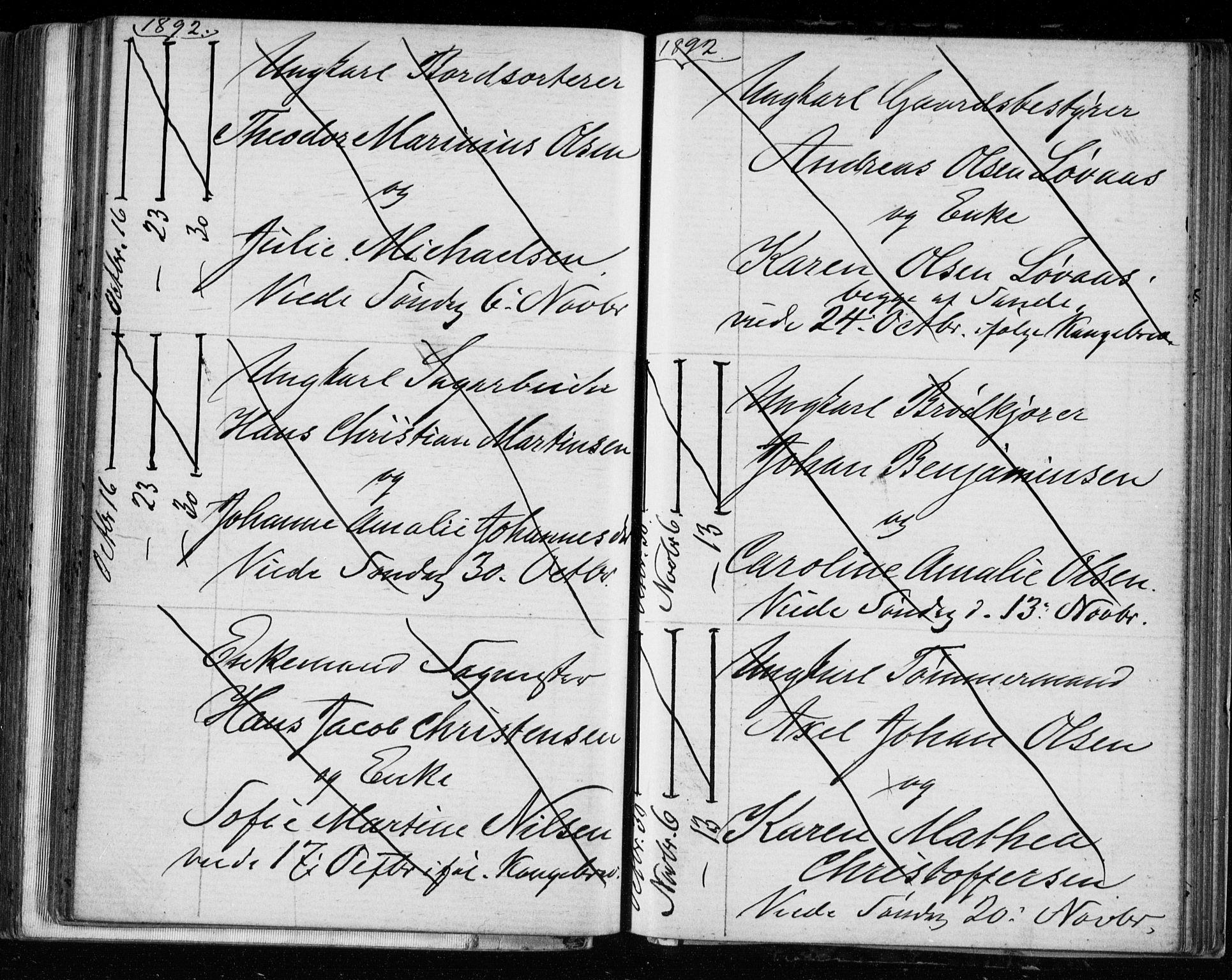 Bragernes kirkebøker, AV/SAKO-A-6/H/Ha/L0006: Banns register no. 6, 1873-1896