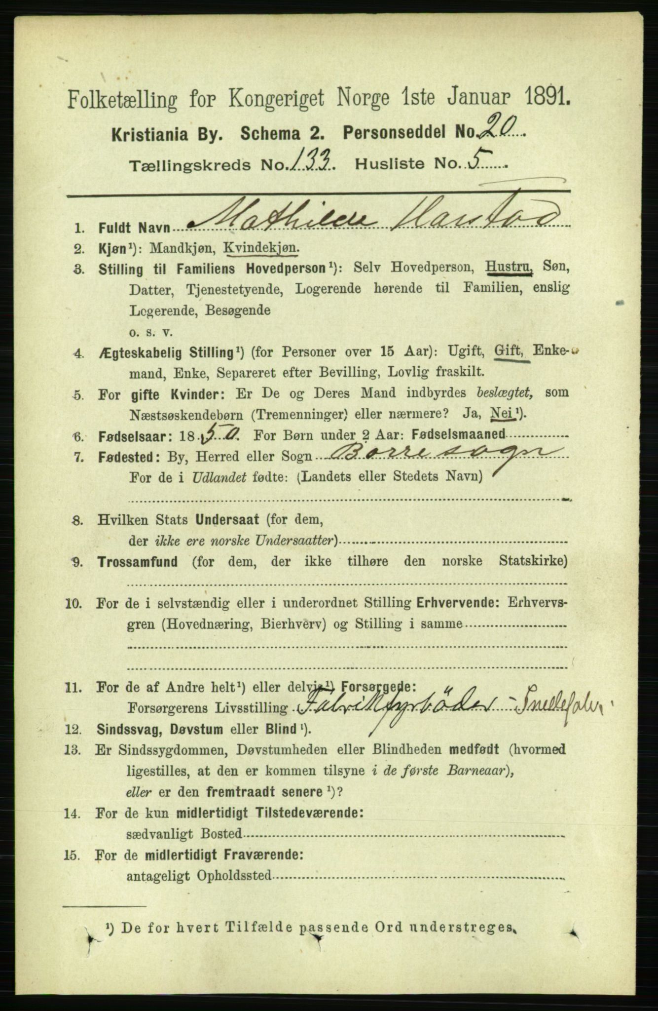 RA, 1891 census for 0301 Kristiania, 1891, p. 72637