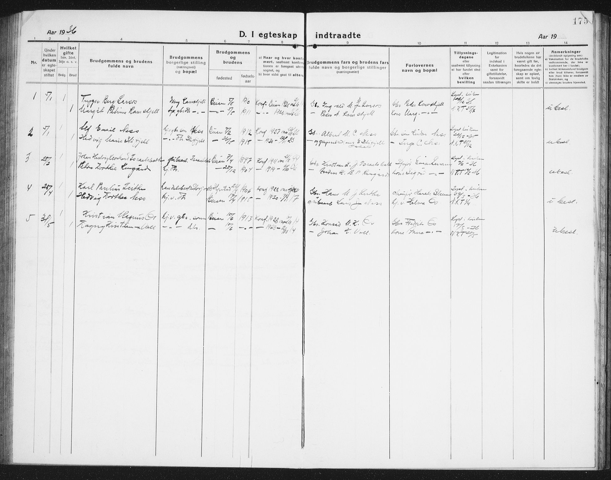 Ministerialprotokoller, klokkerbøker og fødselsregistre - Nordland, AV/SAT-A-1459/846/L0656: Parish register (copy) no. 846C06, 1917-1936, p. 175