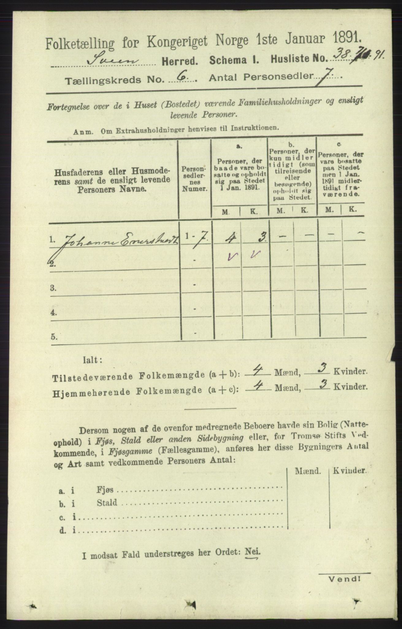 RA, 1891 census for 1216 Sveio, 1891, p. 1712