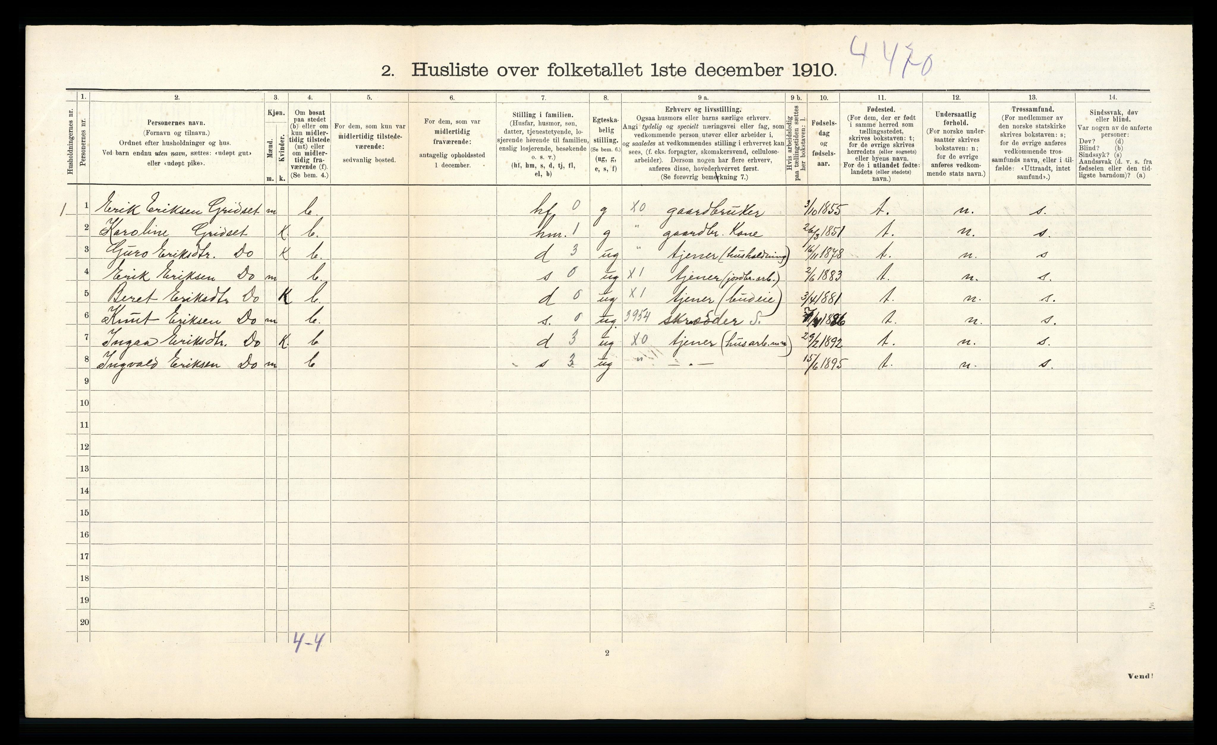 RA, 1910 census for Voll, 1910, p. 29