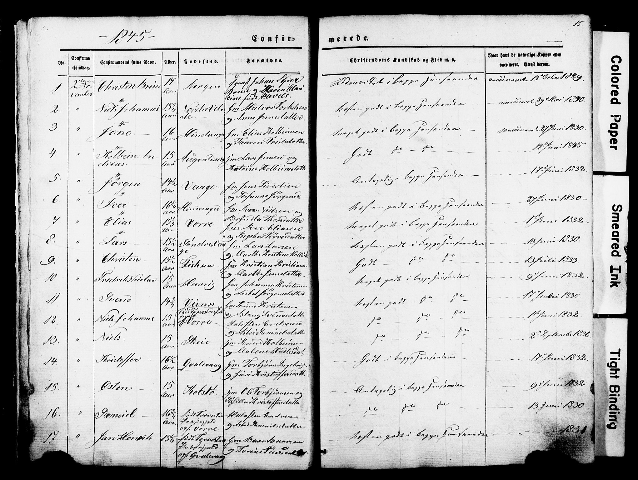 Avaldsnes sokneprestkontor, SAST/A -101851/H/Ha/Haa/L0007: Parish register (official) no. A 7, 1841-1853, p. 15