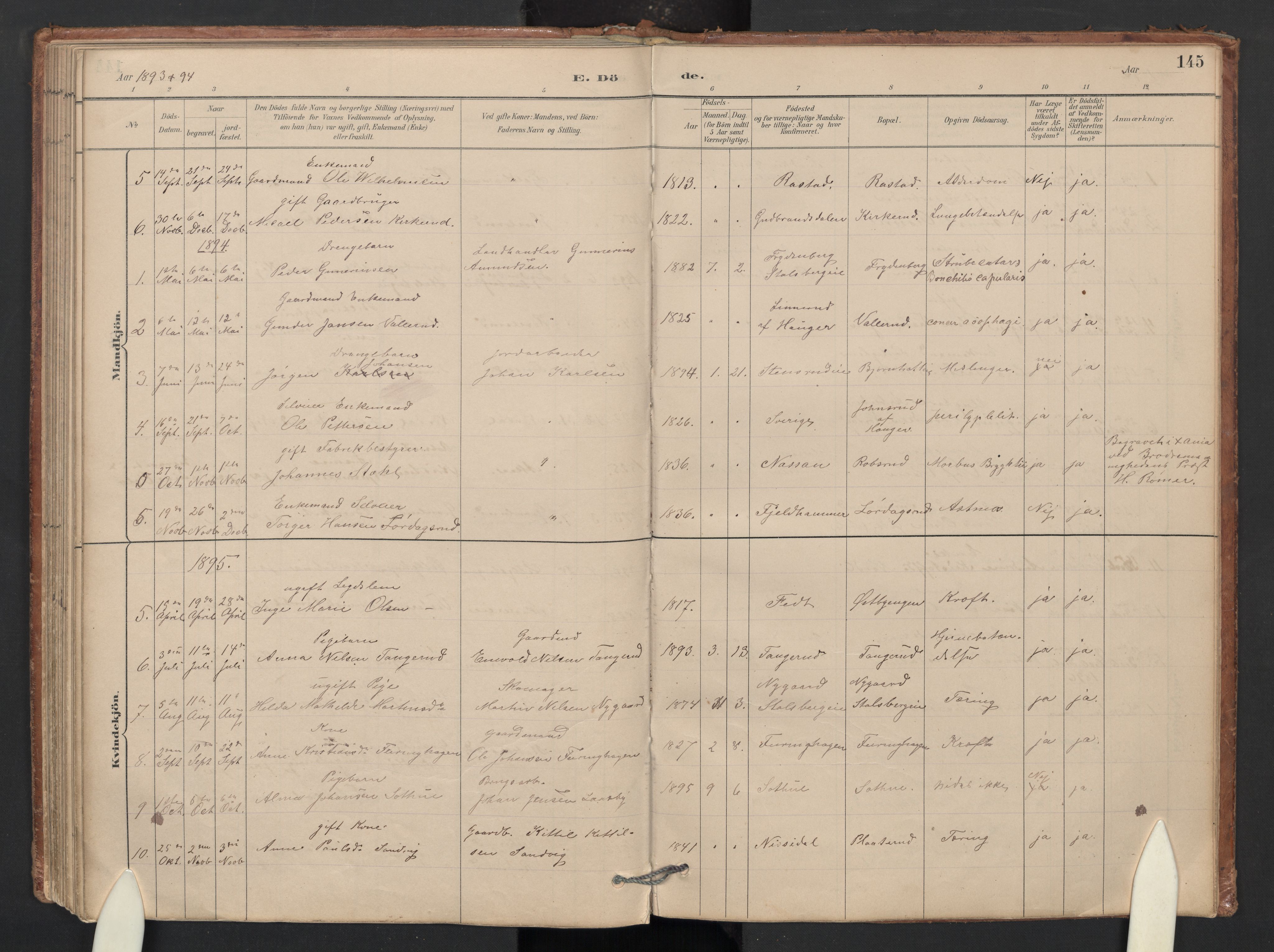 Skedsmo prestekontor Kirkebøker, SAO/A-10033a/G/Gb/L0001: Parish register (copy) no. II 1, 1883-1903, p. 145
