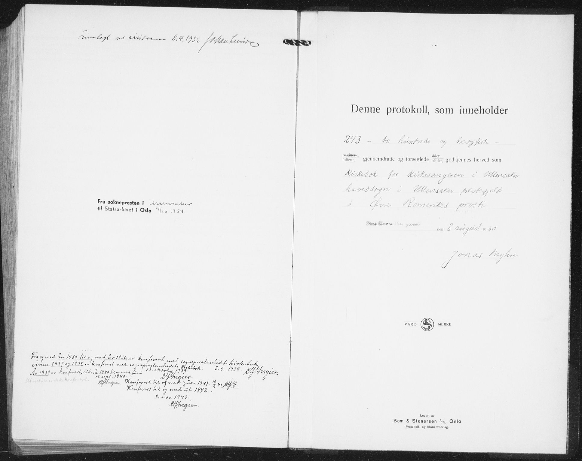 Ullensaker prestekontor Kirkebøker, SAO/A-10236a/G/Ga/L0004: Parish register (copy) no. I 4, 1930-1942