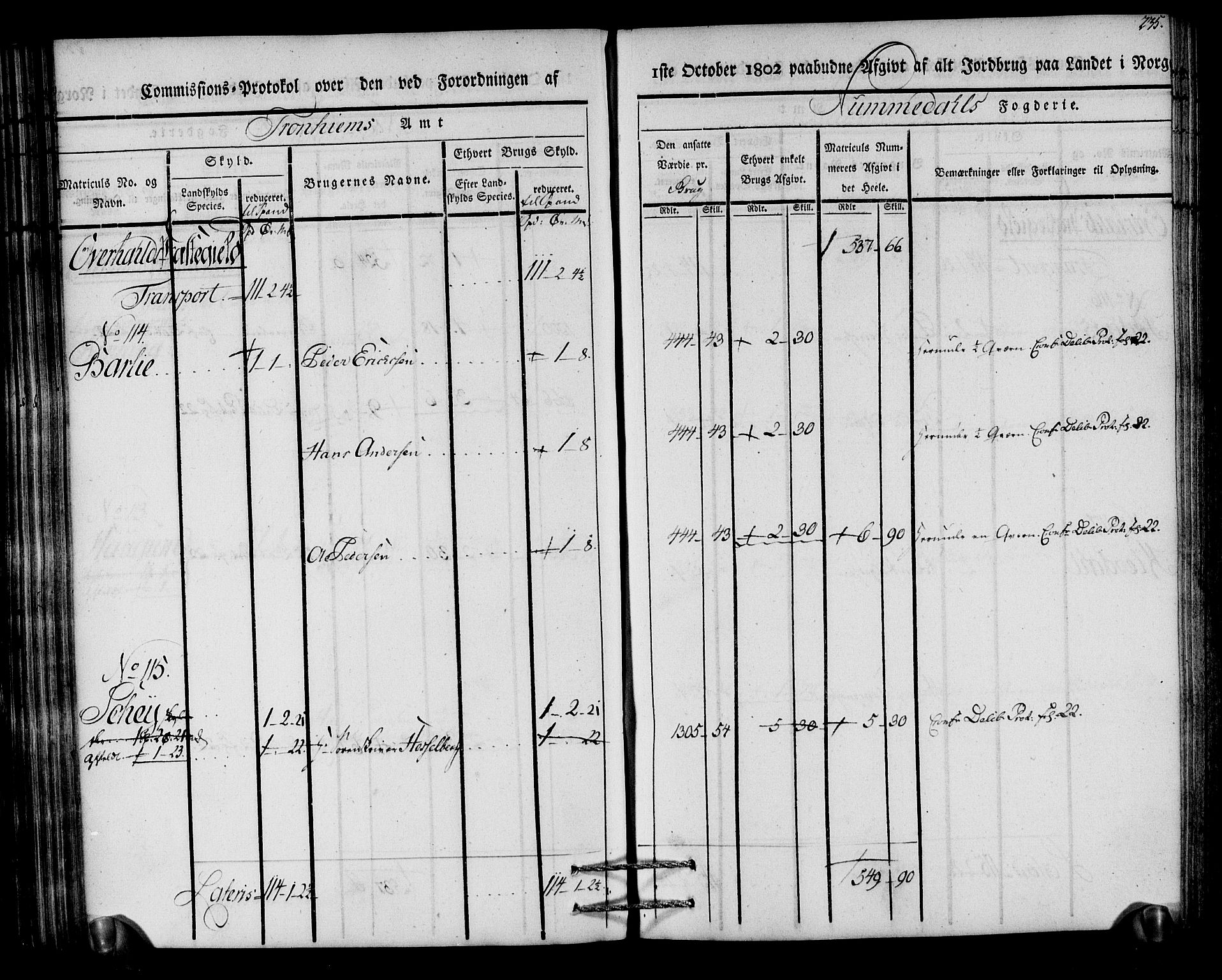 Rentekammeret inntil 1814, Realistisk ordnet avdeling, AV/RA-EA-4070/N/Ne/Nea/L0154: Namdalen fogderi. Kommisjonsprotokoll, 1803, p. 236