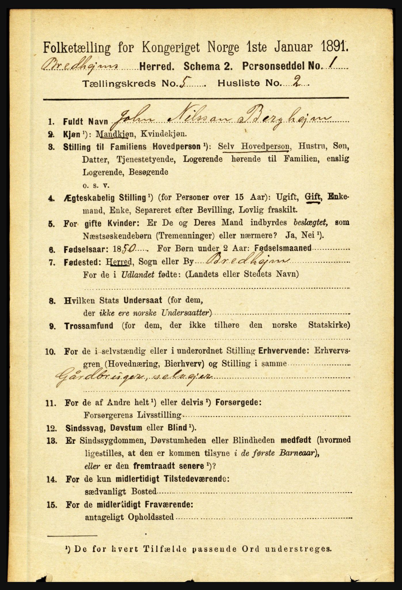 RA, 1891 census for 1446 Breim, 1891, p. 1745