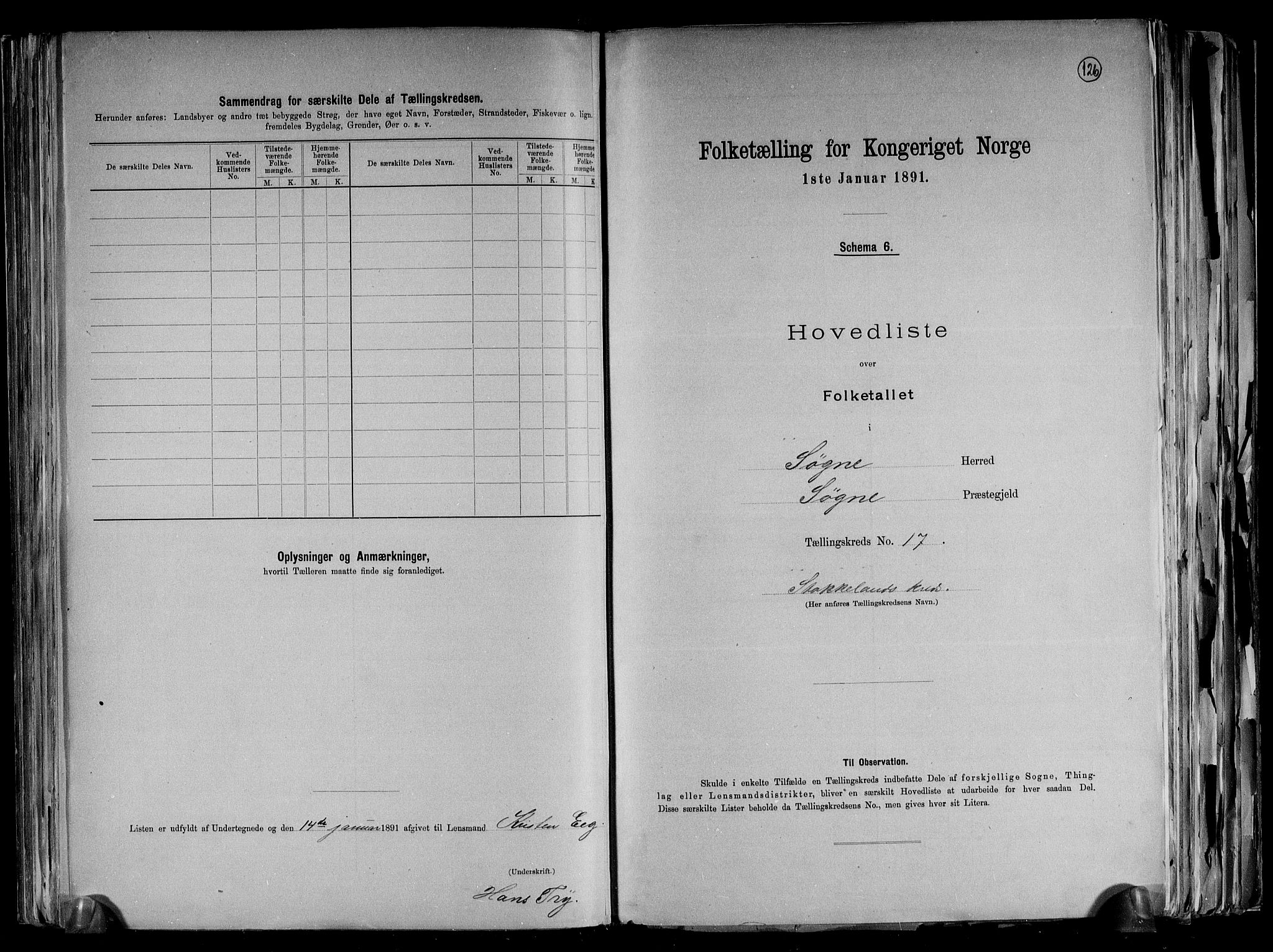 RA, 1891 census for 1018 Søgne, 1891, p. 42