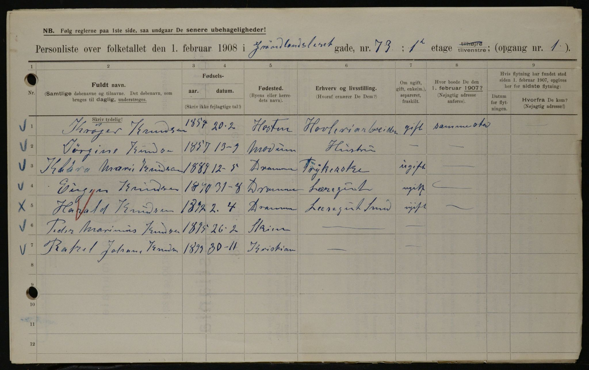 OBA, Municipal Census 1908 for Kristiania, 1908, p. 29152