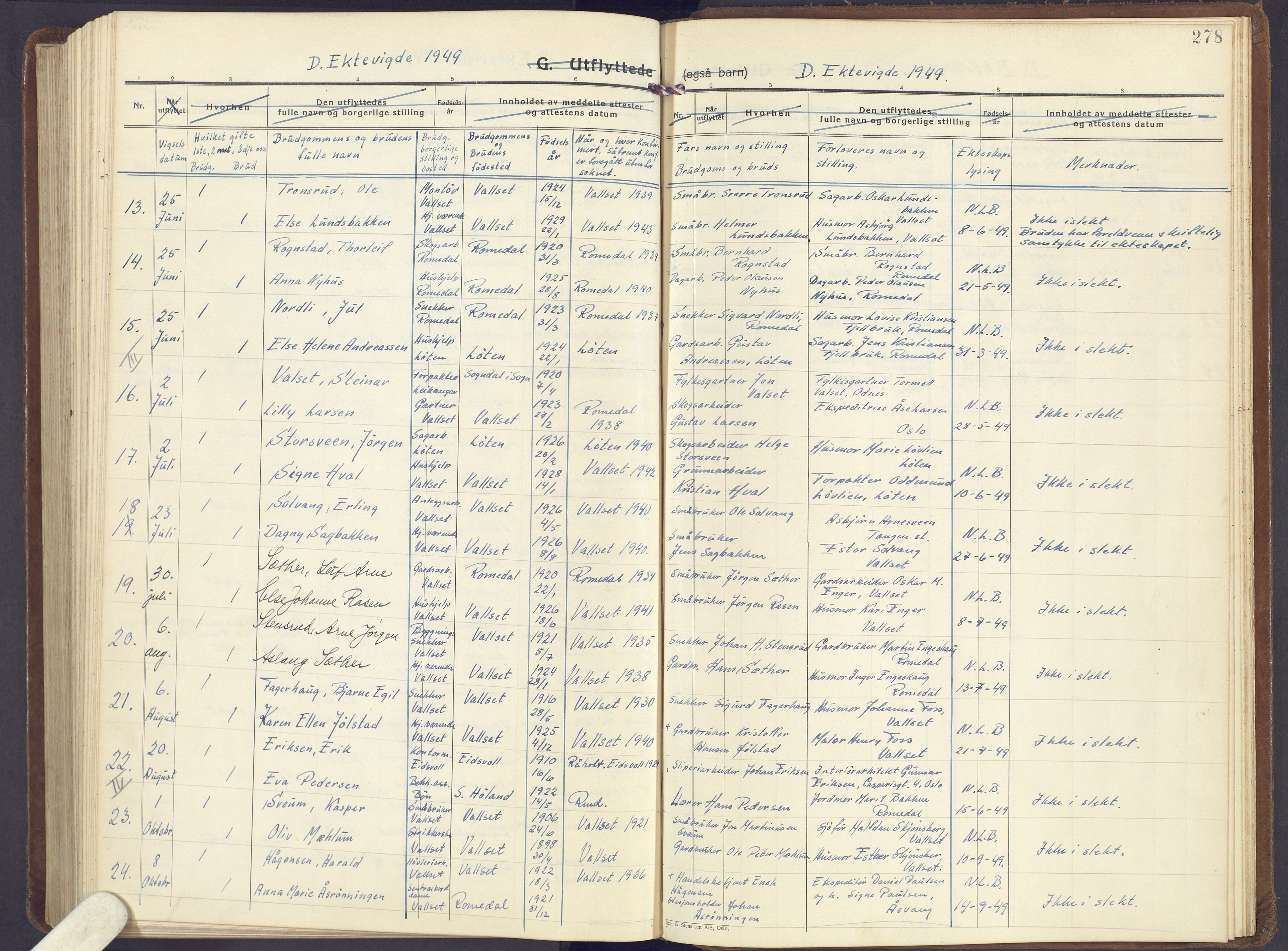 Romedal prestekontor, AV/SAH-PREST-004/K/L0013: Parish register (official) no. 13, 1930-1949, p. 278