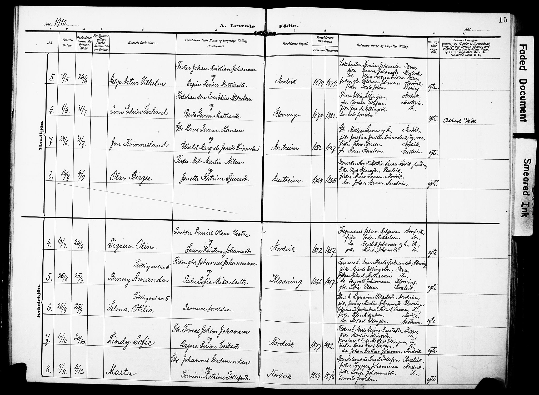 Torvastad sokneprestkontor, AV/SAST-A -101857/H/Ha/Haa/L0018: Parish register (official) no. A 17, 1903-1925, p. 15