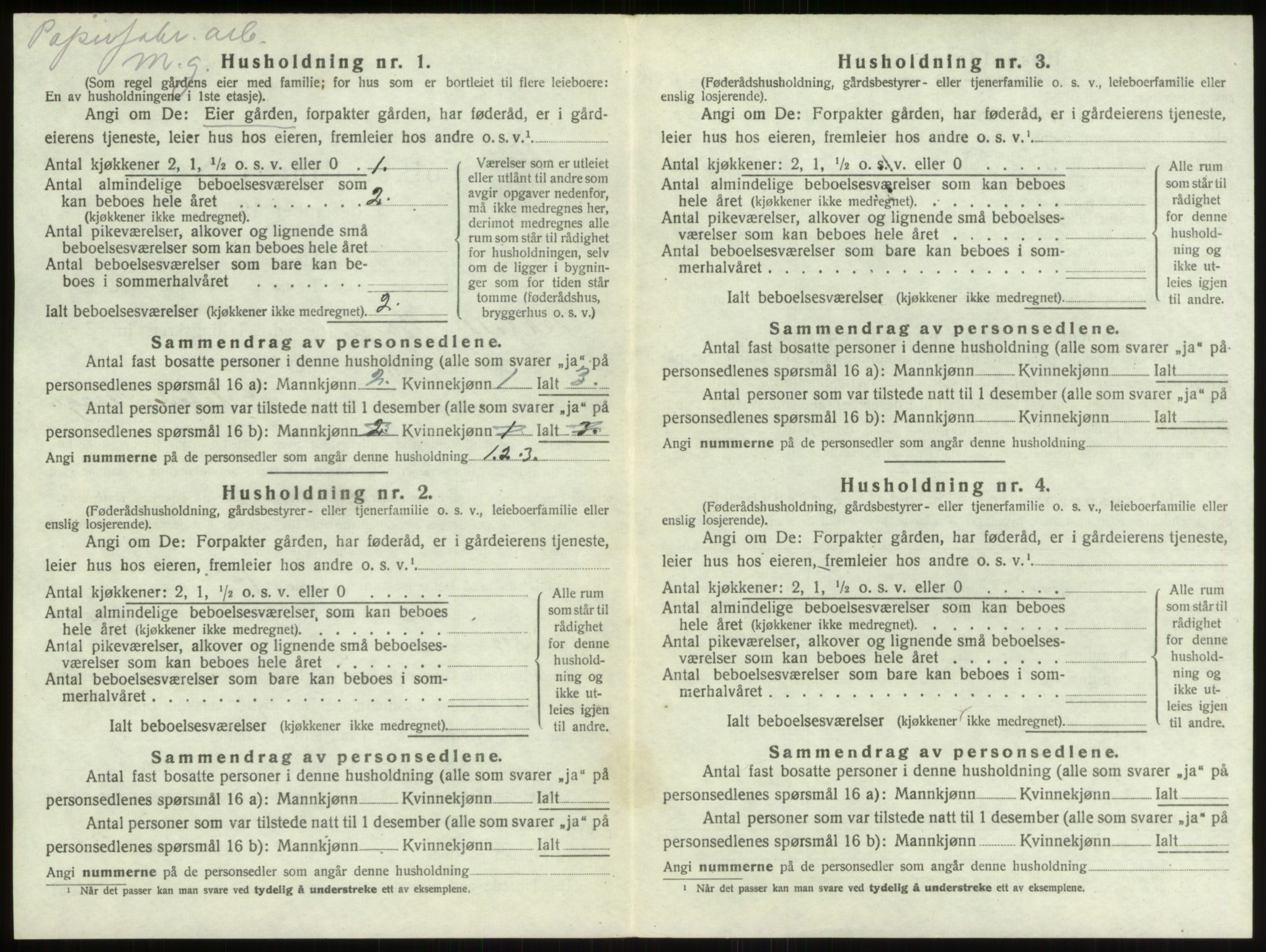 SAO, 1920 census for Borge, 1920, p. 830