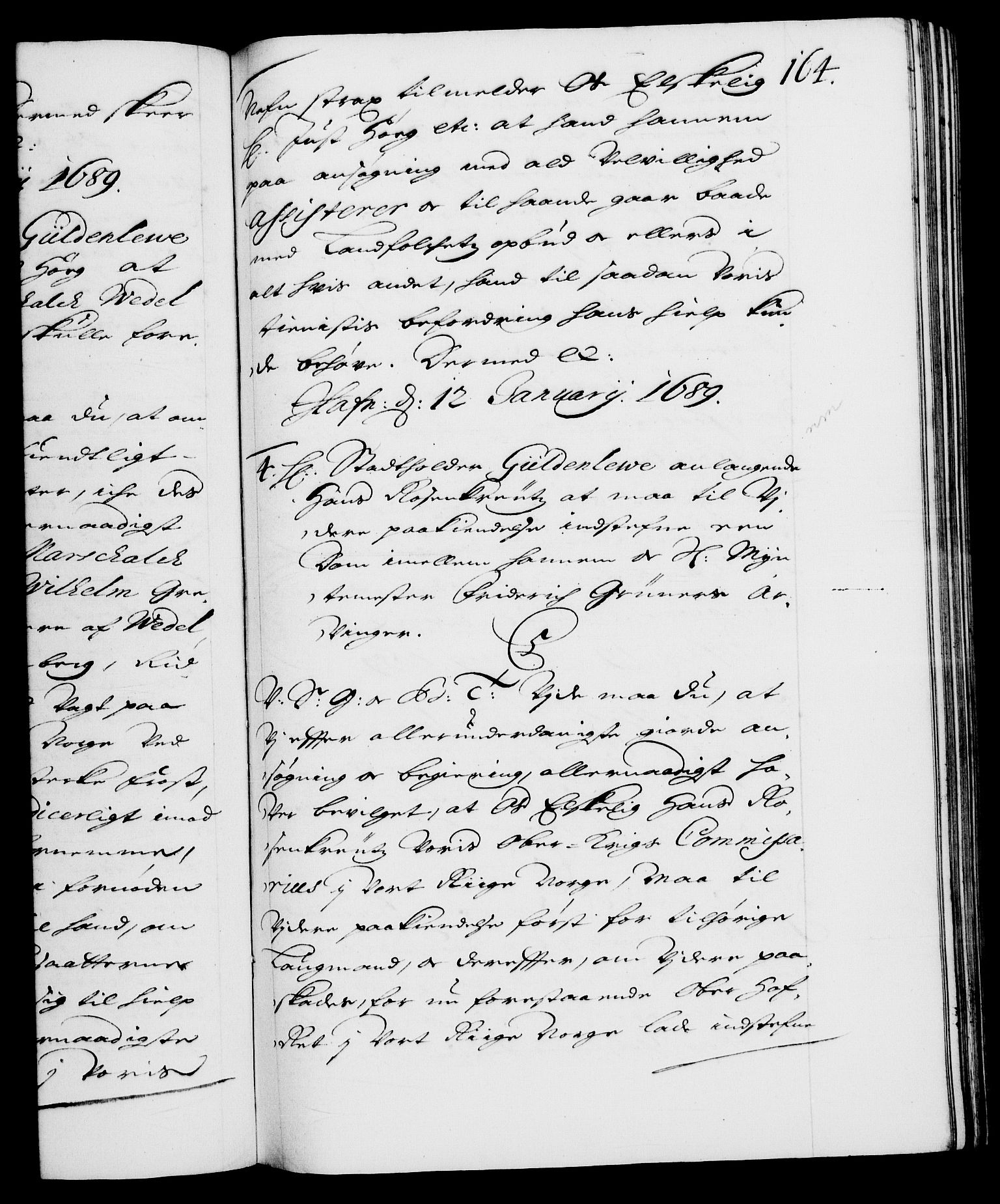 Danske Kanselli 1572-1799, AV/RA-EA-3023/F/Fc/Fca/Fcab/L0014: Norske tegnelser (mikrofilm), 1688-1691, p. 164a