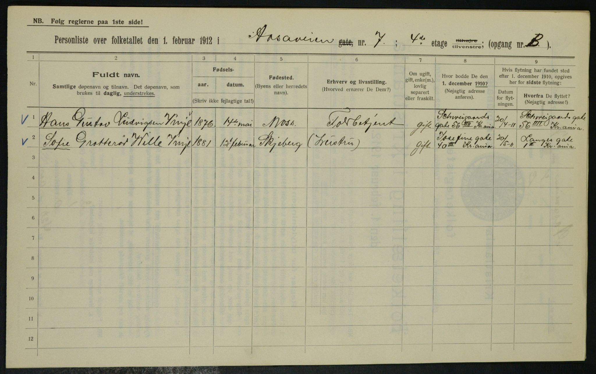 OBA, Municipal Census 1912 for Kristiania, 1912, p. 130958