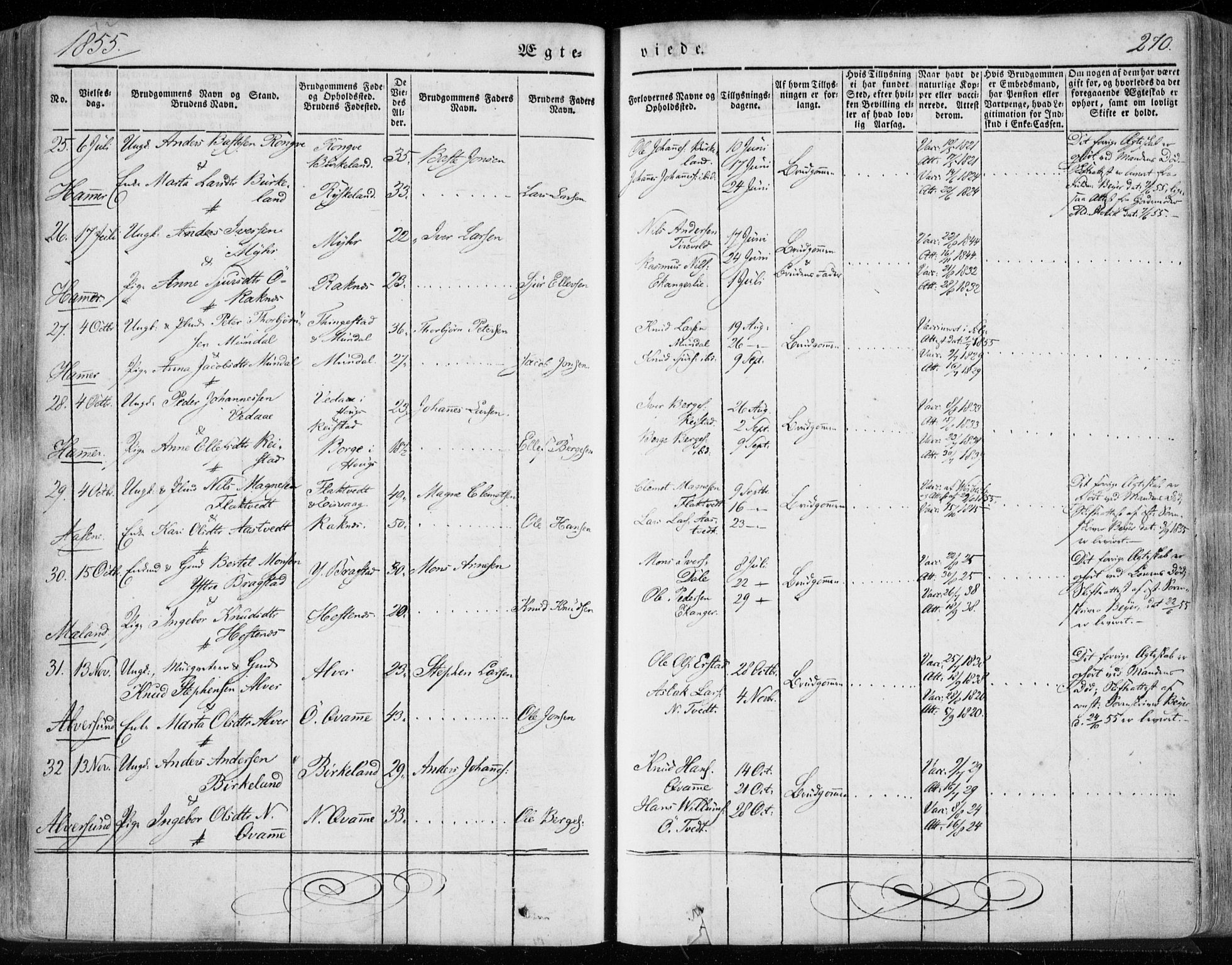 Hamre sokneprestembete, AV/SAB-A-75501/H/Ha/Haa/Haaa/L0013: Parish register (official) no. A 13, 1846-1857, p. 270