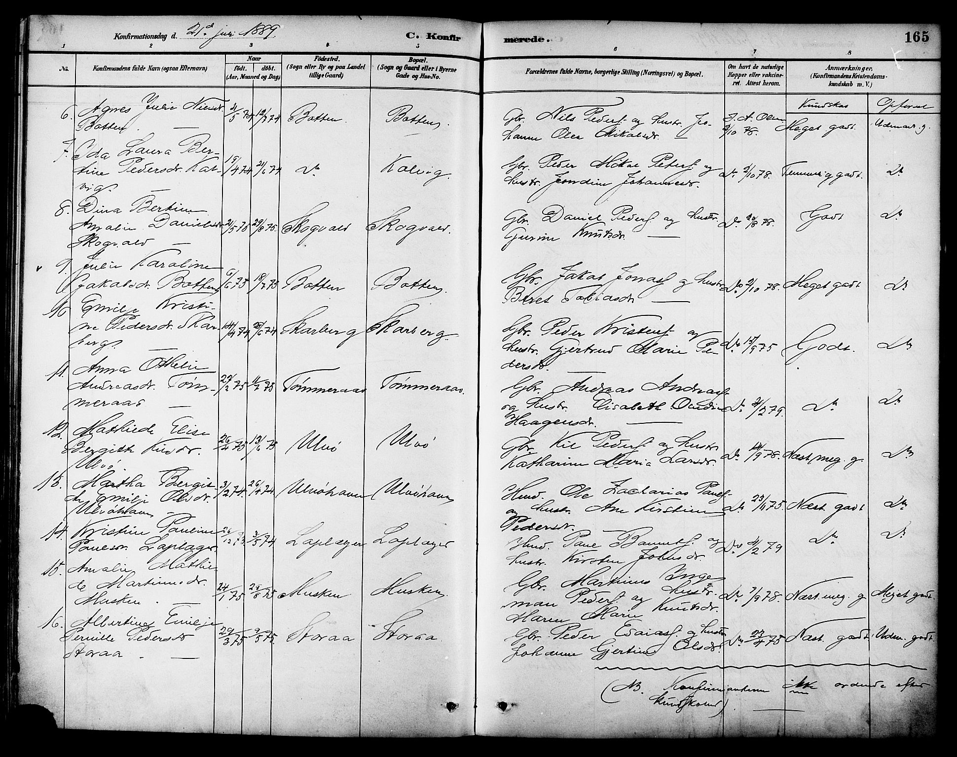 Ministerialprotokoller, klokkerbøker og fødselsregistre - Nordland, AV/SAT-A-1459/861/L0869: Parish register (official) no. 861A04, 1889-1903, p. 165