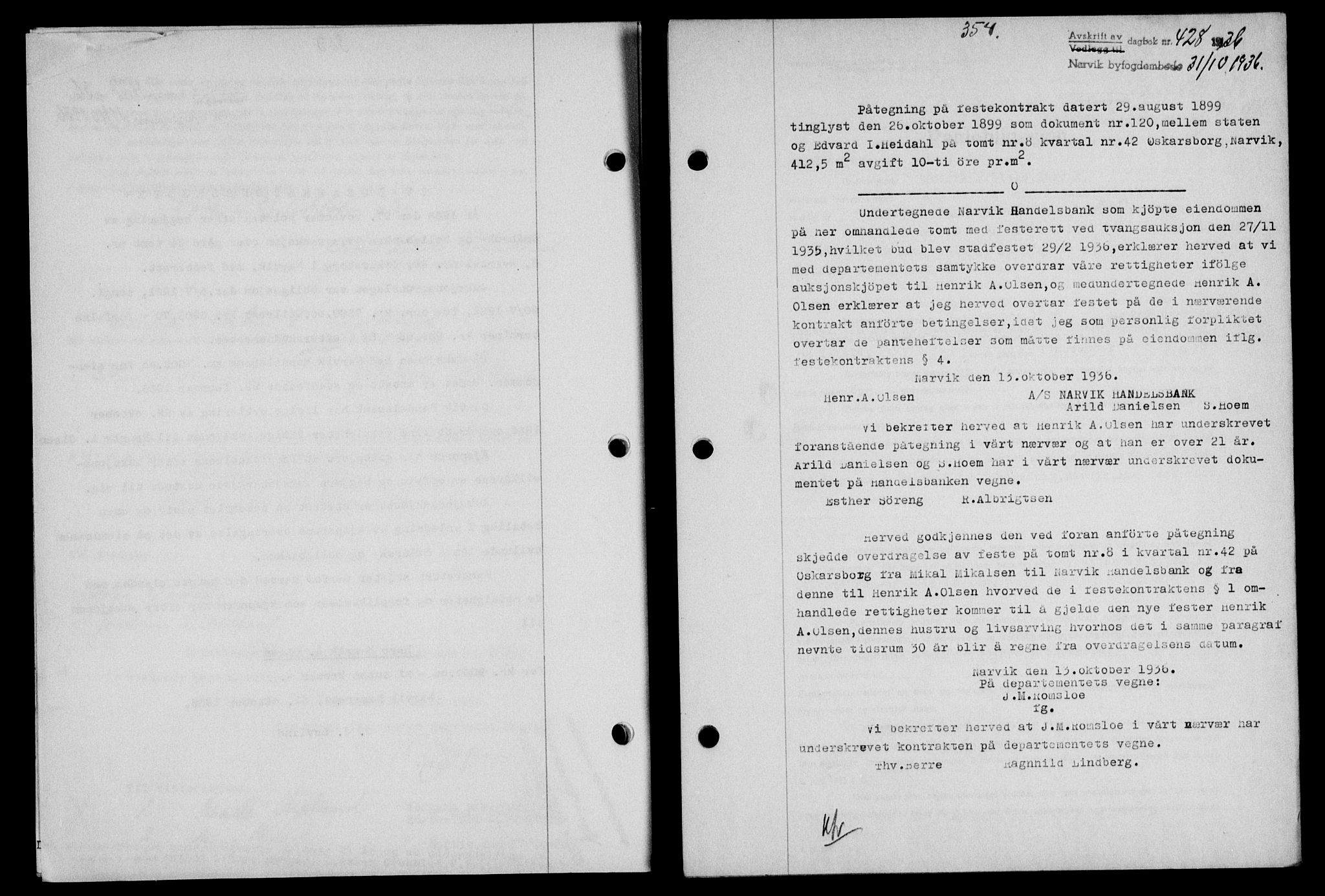 Narvik sorenskriveri, SAT/A-0002/1/2/2C/2Ca/L0011: Mortgage book no. 14, 1935-1937, Deed date: 31.10.1936