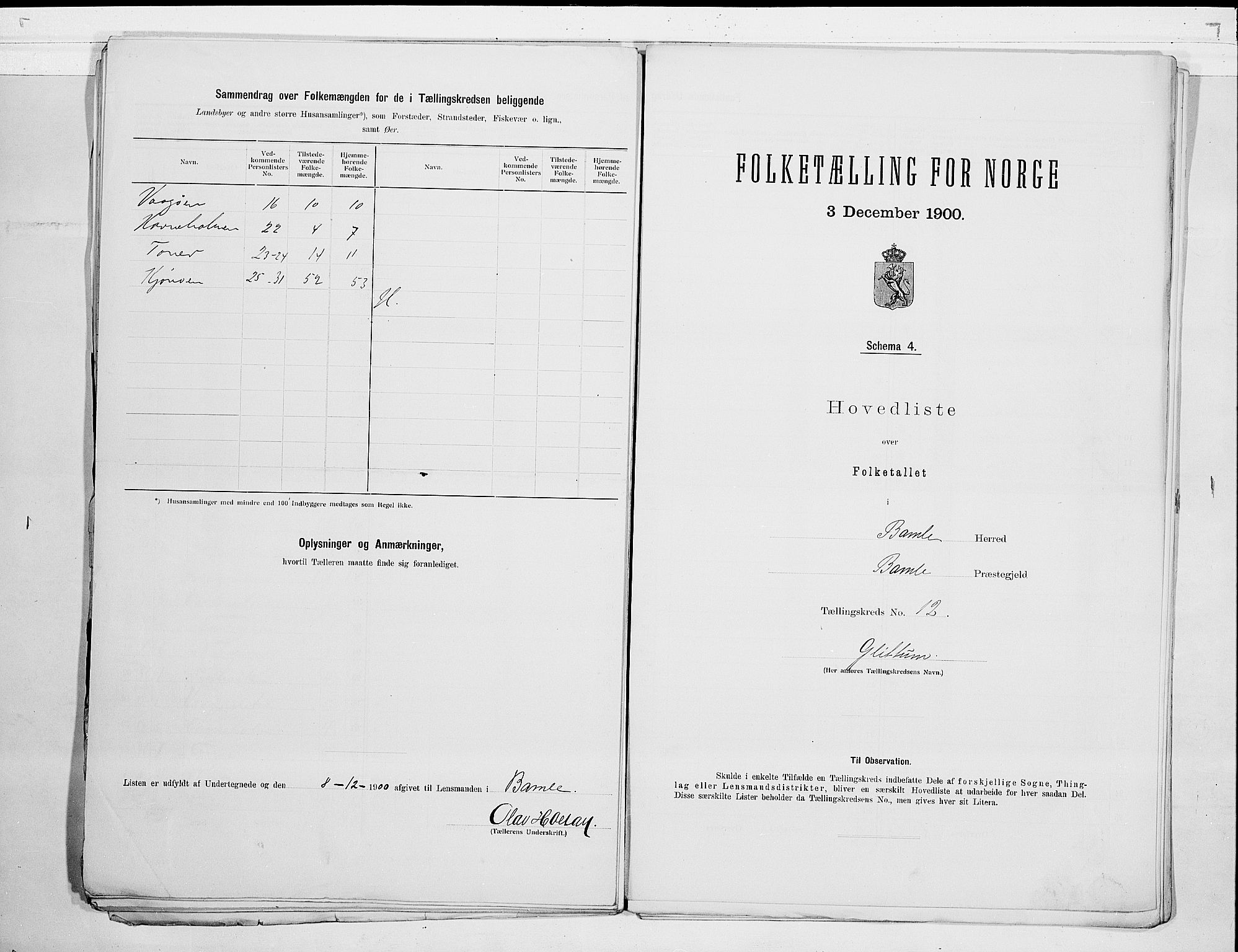 SAKO, 1900 census for Bamble, 1900, p. 26