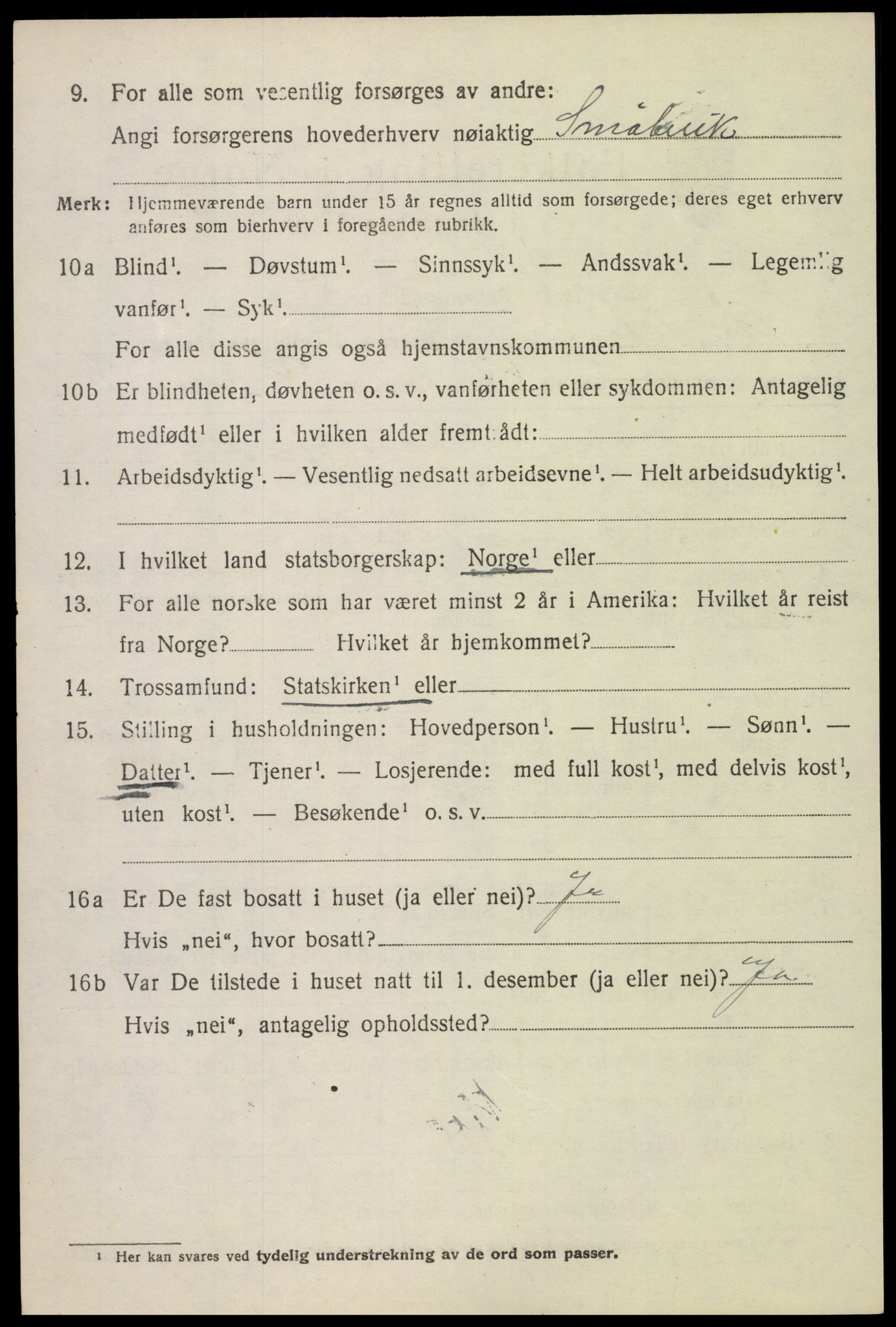 SAH, 1920 census for Vestre Toten, 1920, p. 8905