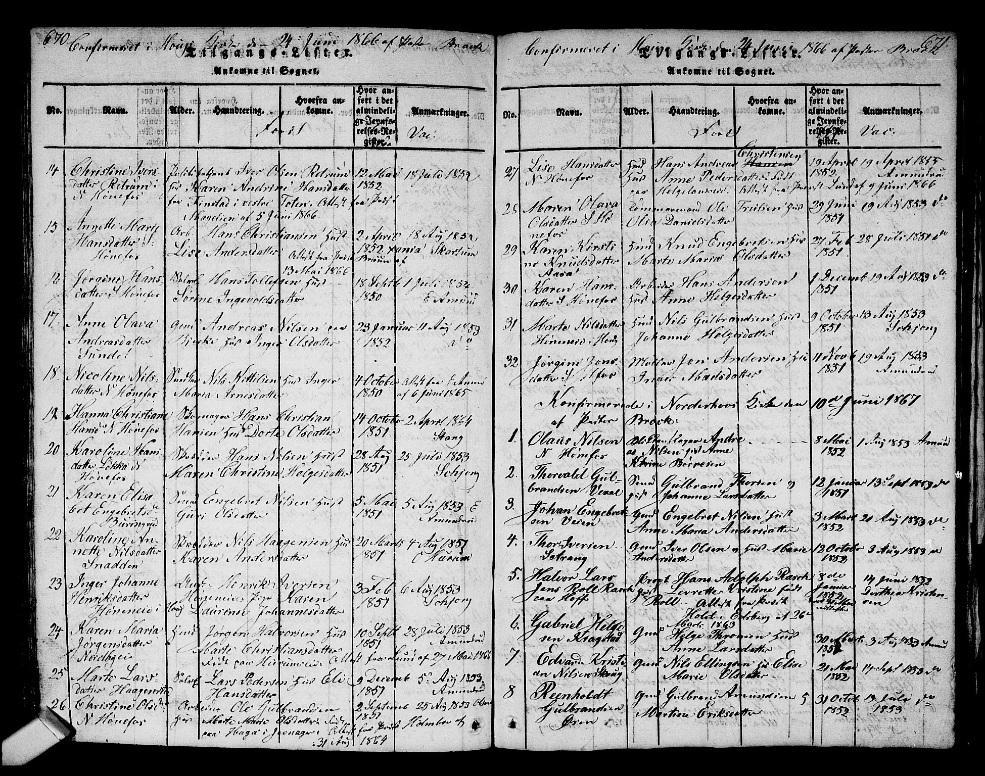 Norderhov kirkebøker, AV/SAKO-A-237/G/Ga/L0002: Parish register (copy) no. I 2, 1814-1867, p. 670-671