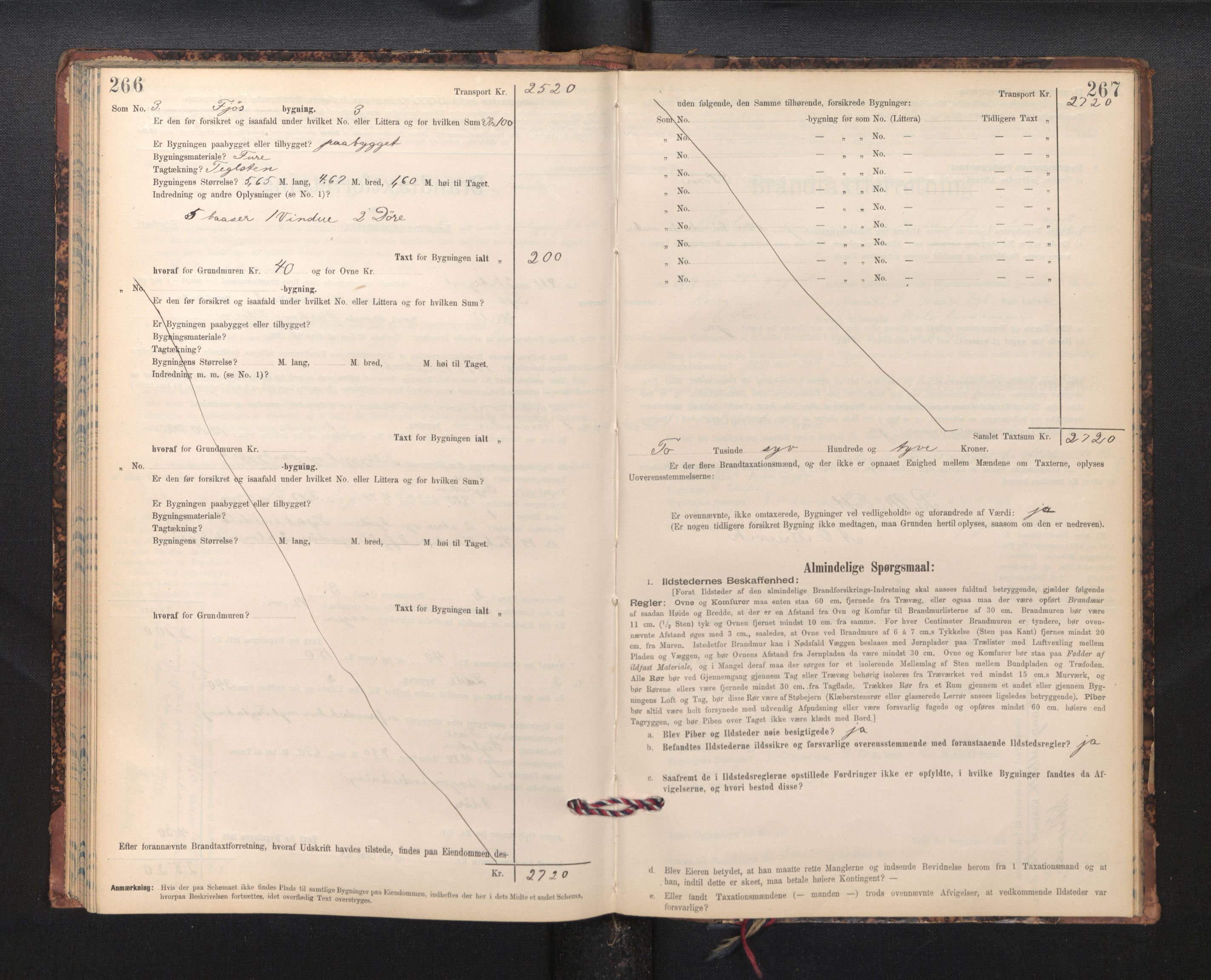 Lensmannen i Herdla, SAB/A-32901/0012/L0003:  Branntakstprotokoll skjematakst, 1897-1916, p. 266-267