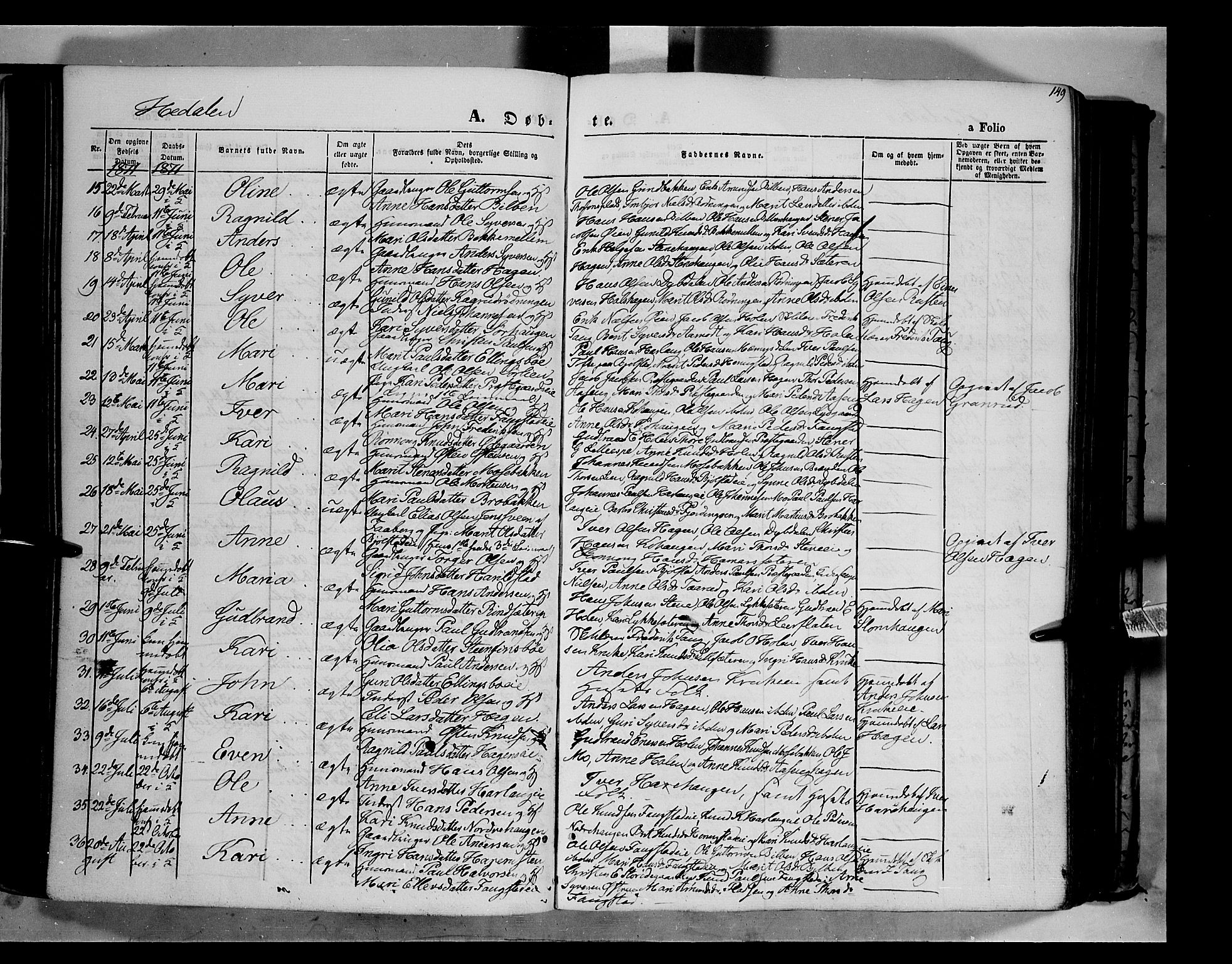 Vågå prestekontor, SAH/PREST-076/H/Ha/Haa/L0006: Parish register (official) no. 6 /2, 1857-1872, p. 149